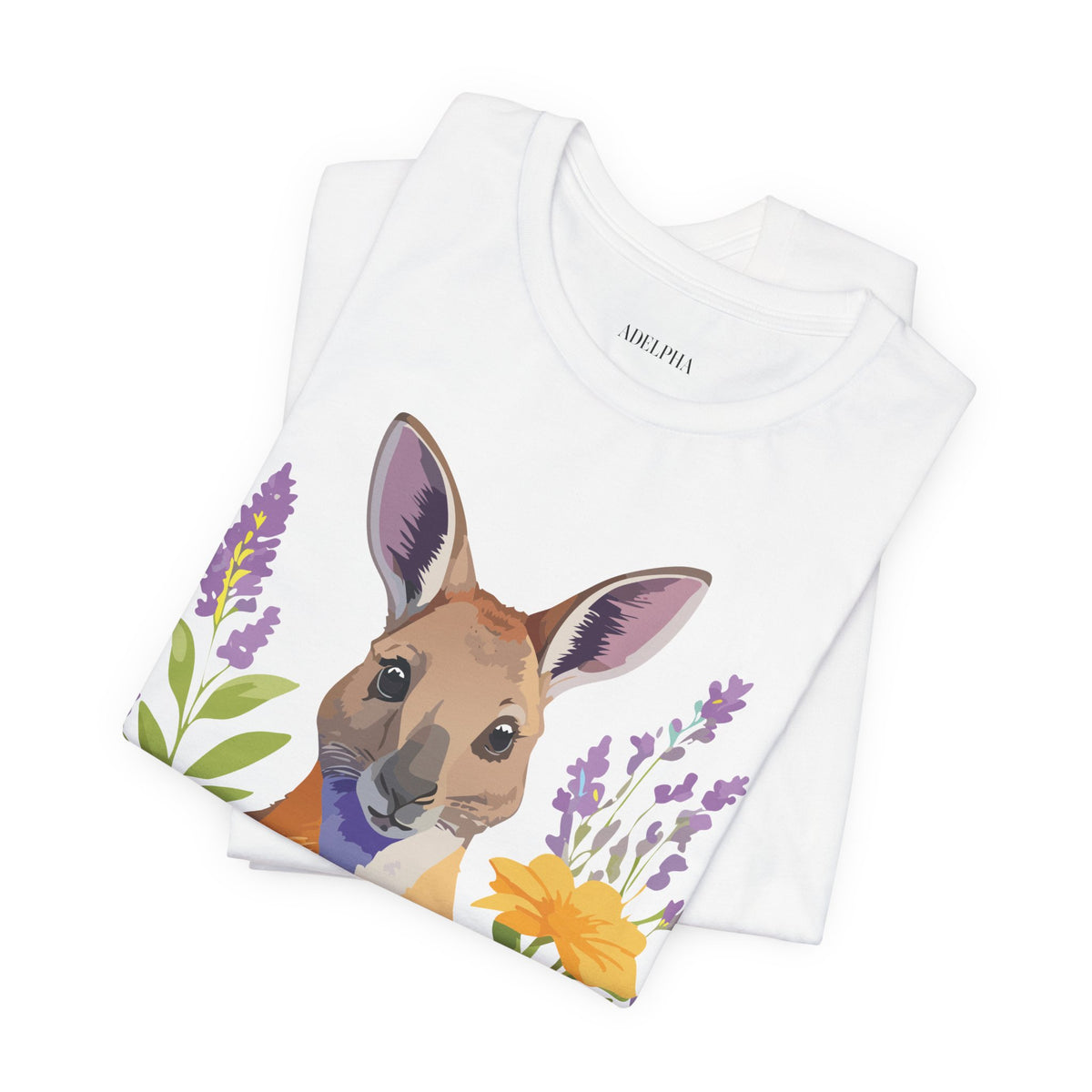 Kangaroo Graphic Unisex Cotton Bella+Canvas Tee with Art Animal Design e313