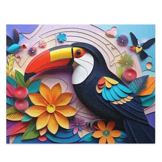 Puzzles-35 Kids Toucan Puzzle 500-Piece | Floral Toucan Puzzle 500-Piece, Birds Kids Puzzles Size: 16" x 20",  Ages 9+