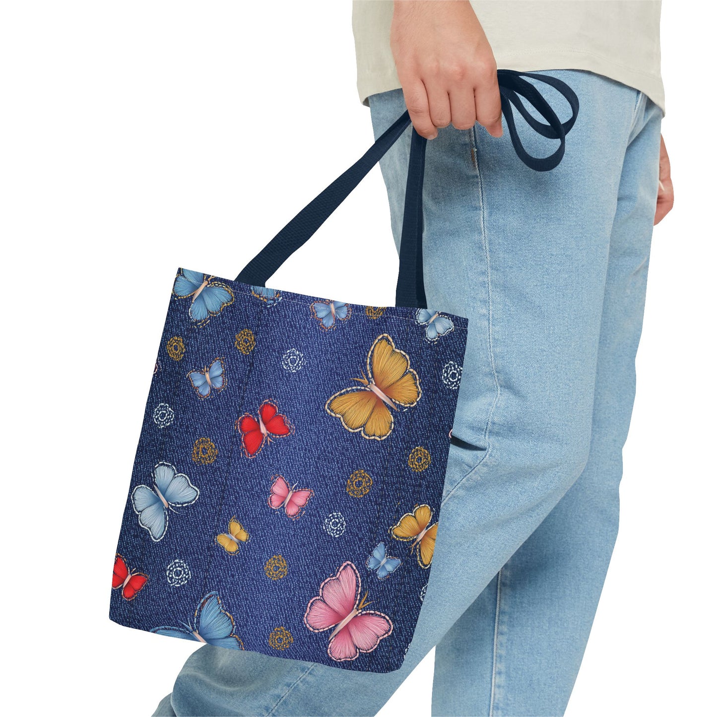 Denim Fabric Imitation Print Unisex Canvas Bag Poly Spun 3 Sizes Tote Bag 169