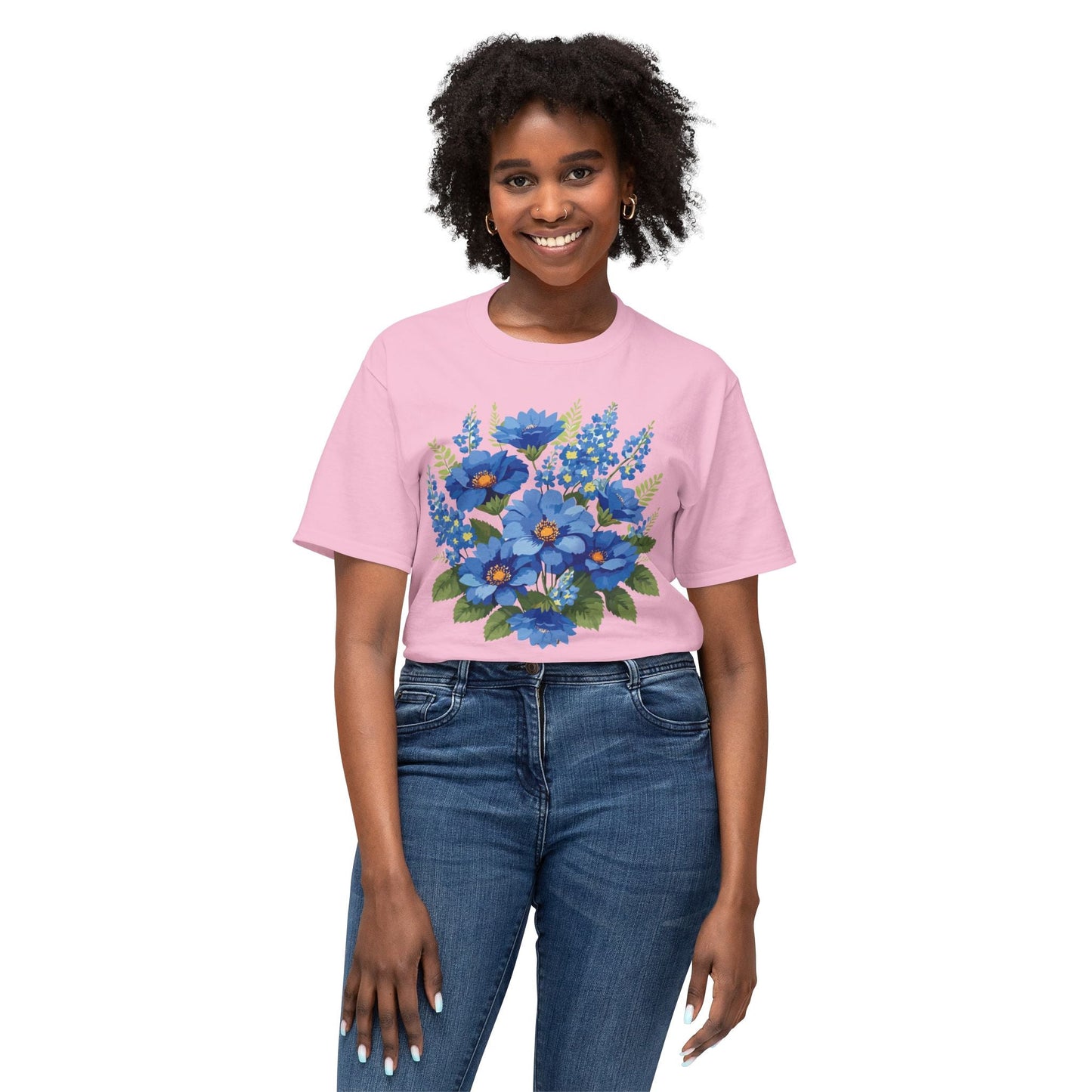 Unisex Floral Art T Shirt Cotton Tee With Vintage Flowers Art Print Breathable USA Made