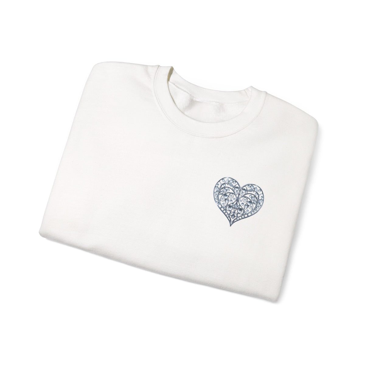 Small Crystal Heart Graphic Valentine's Day Sweatshirt Unisex 50/50 Cotton-Poly Sweatshirt w76