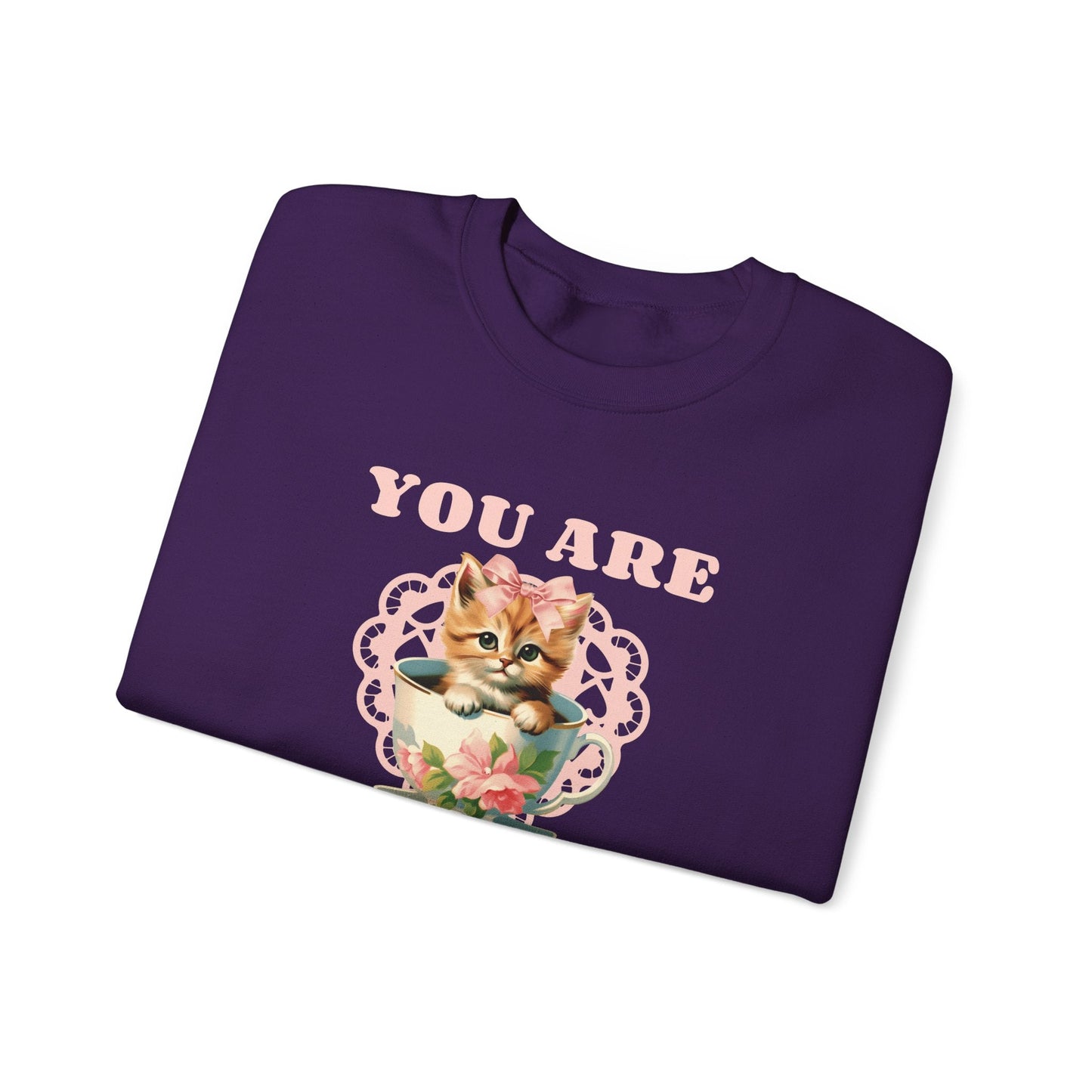 Cat Sweatshirt With Heart Print Valentines Day Unisex 50 50 Cotton Poly Crewneck
