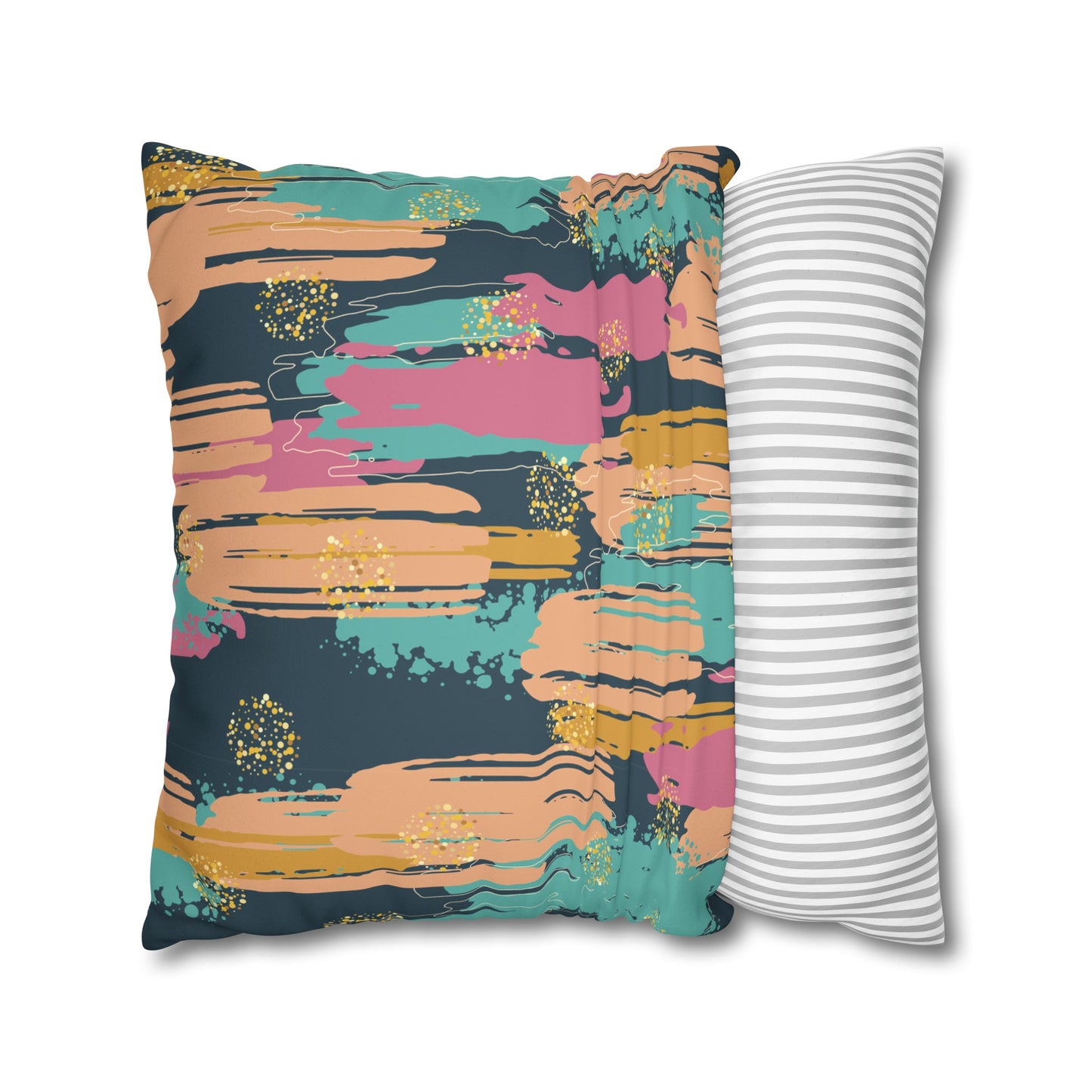 Faux Suede Pillowcase with Abstract print