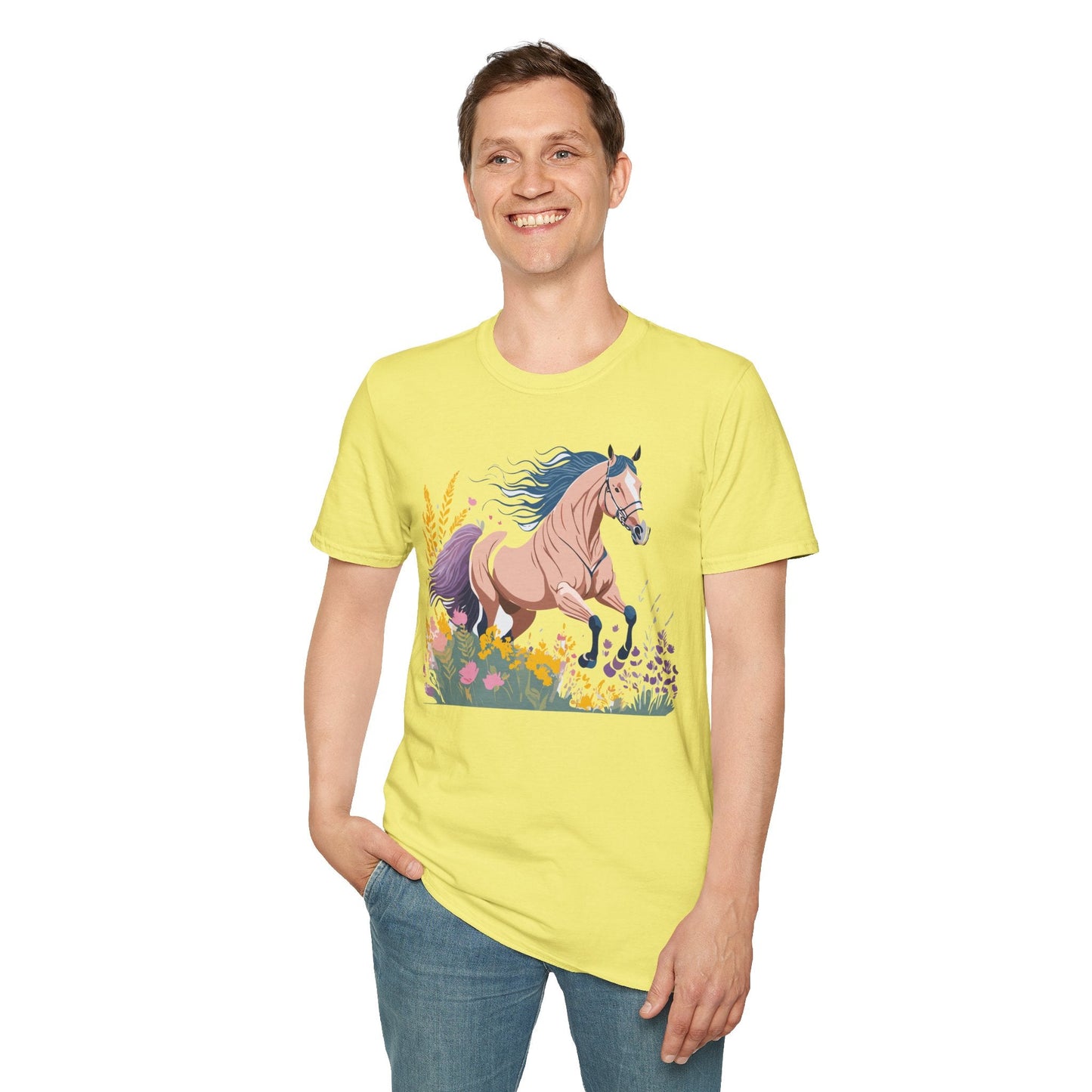 Unisex Horse Shirt With Animal Design Gildan Softstyle 64000 Tee