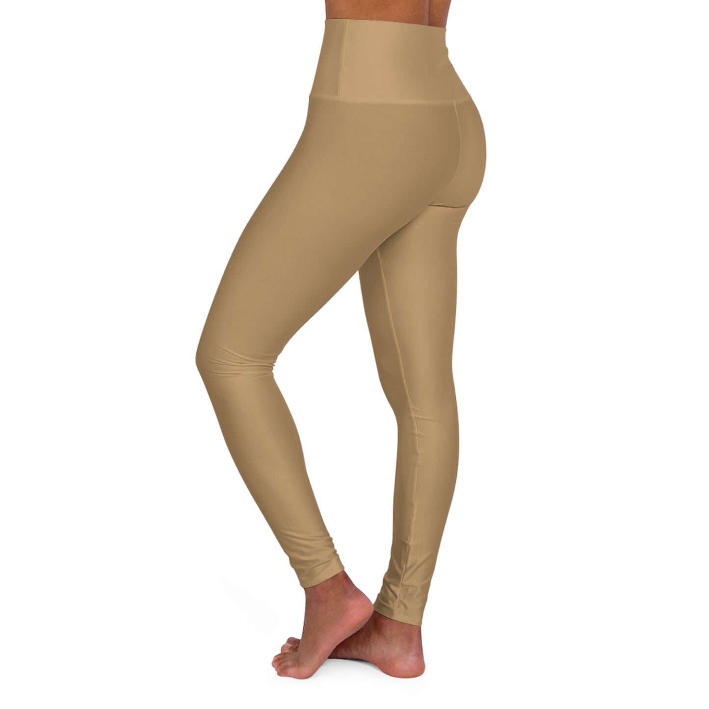 Camel Tan Color High-Waist Yoga Leggings Women's Seamless Poly-Span Stretchy Pants XS-2XL