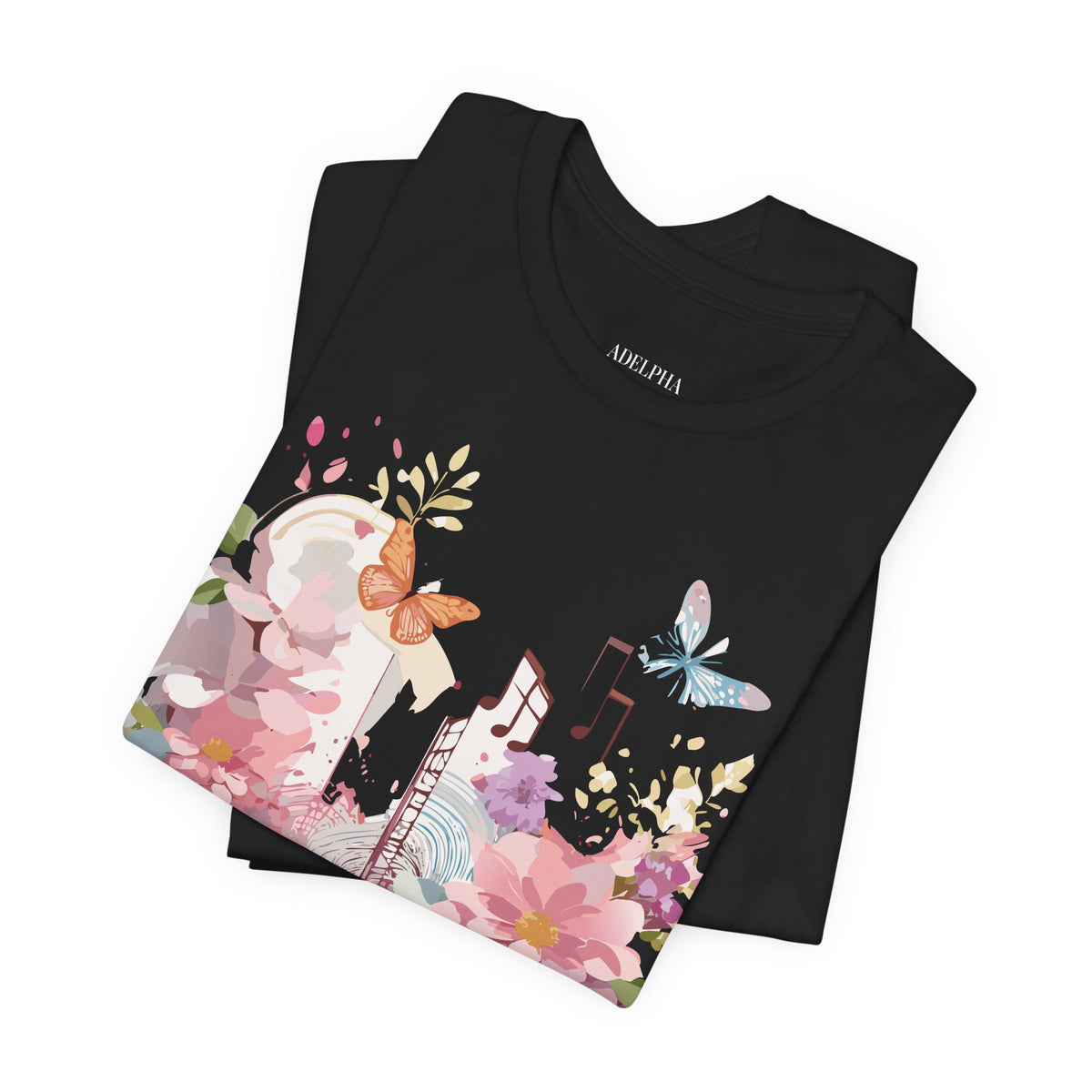 Music Graphic Unisex Cotton Bella+Canvas Tee with Art Design m86