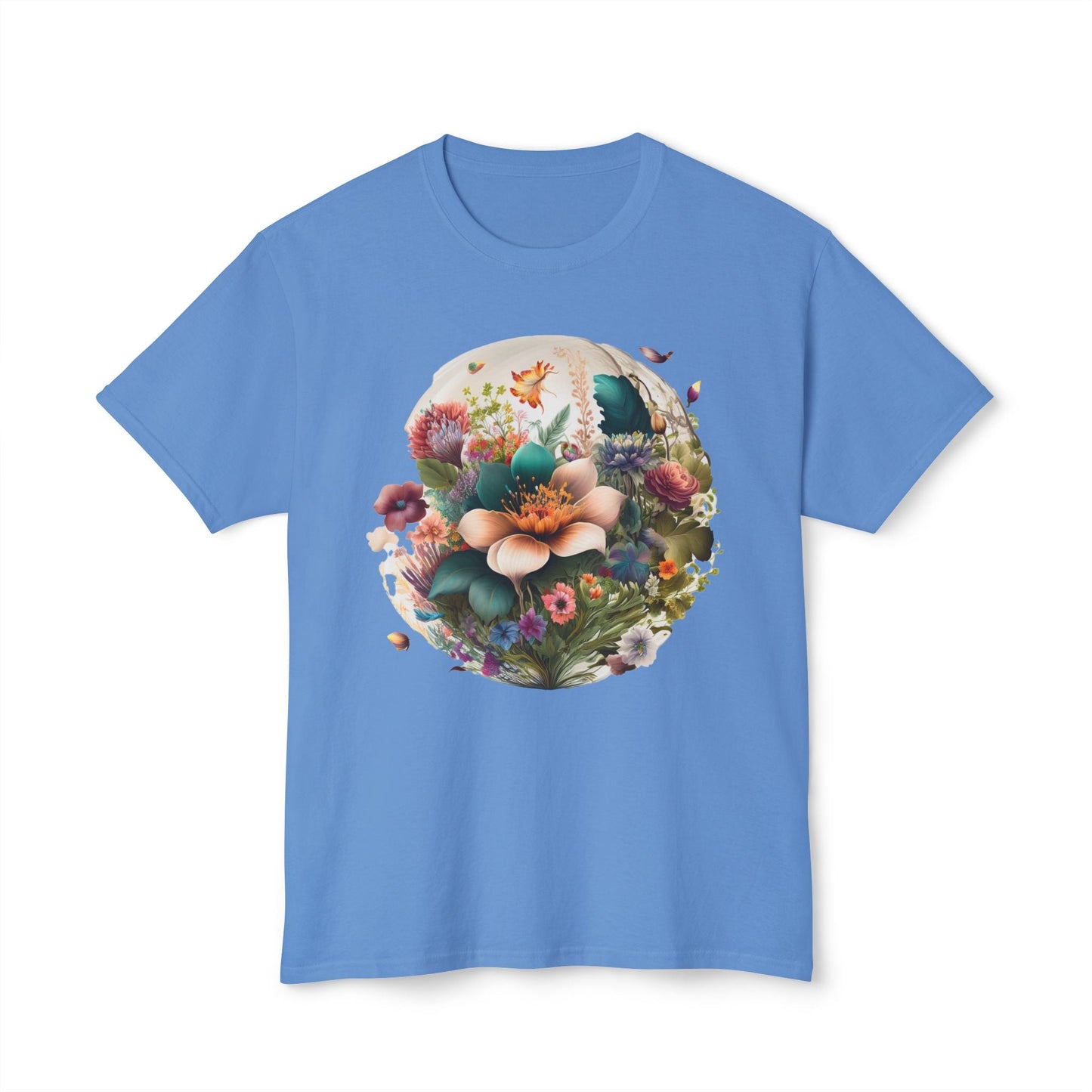 Unisex Floral Art Print T Shirt With Vintage Flowers Graphic Tee 100 Percent Cotton