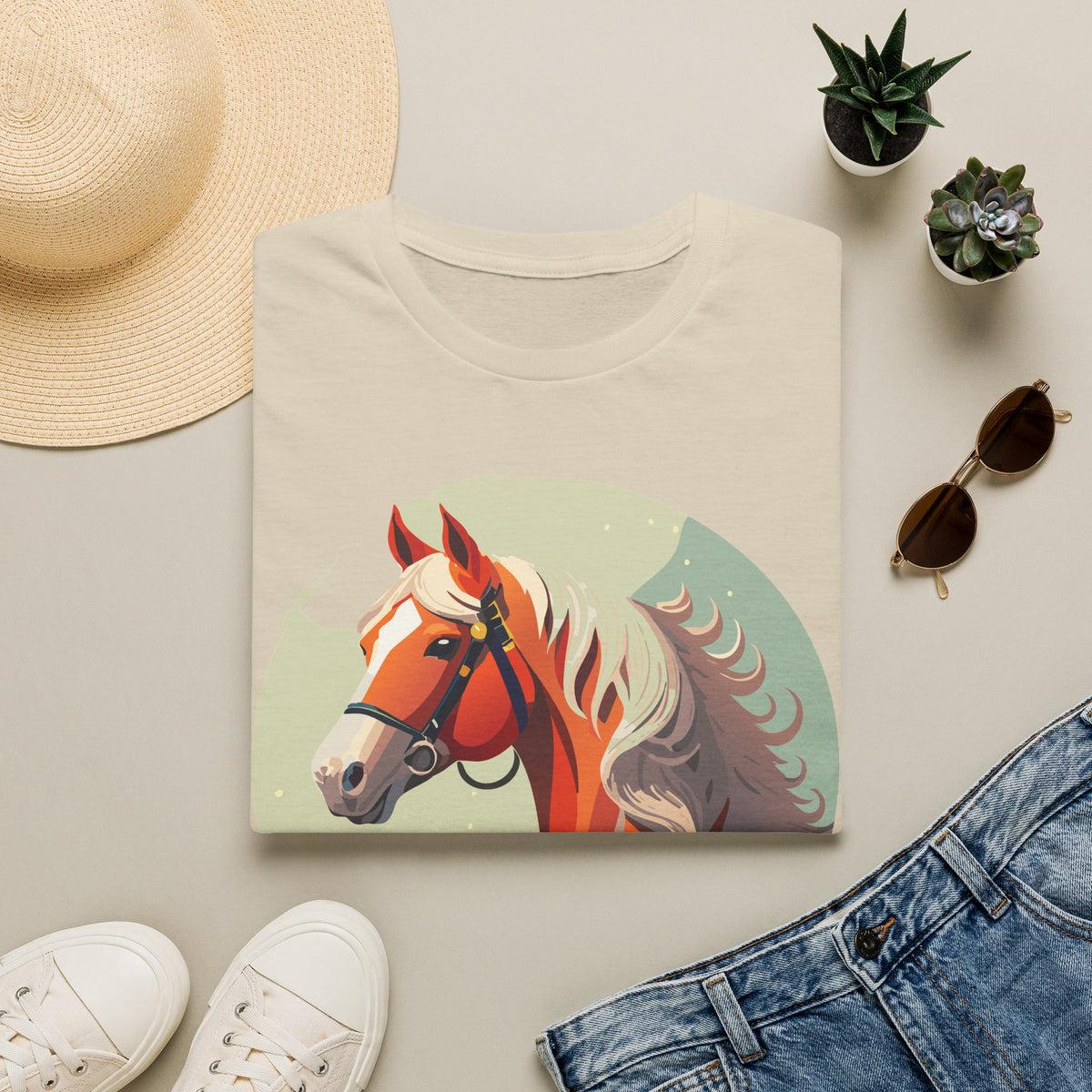 Majestic Chestnut Horse T-Shirt | Illustrated Horse Portrait