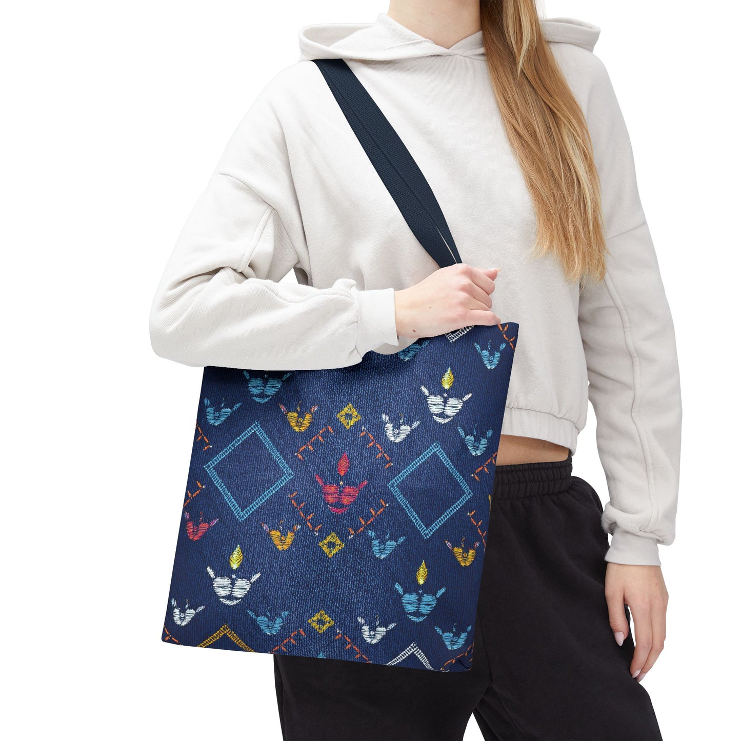 Diwali Graphic Denim Fabric Imitation Print Unisex Canvas Bag Poly Spun 3 Sizes Tote Bag 205-13
