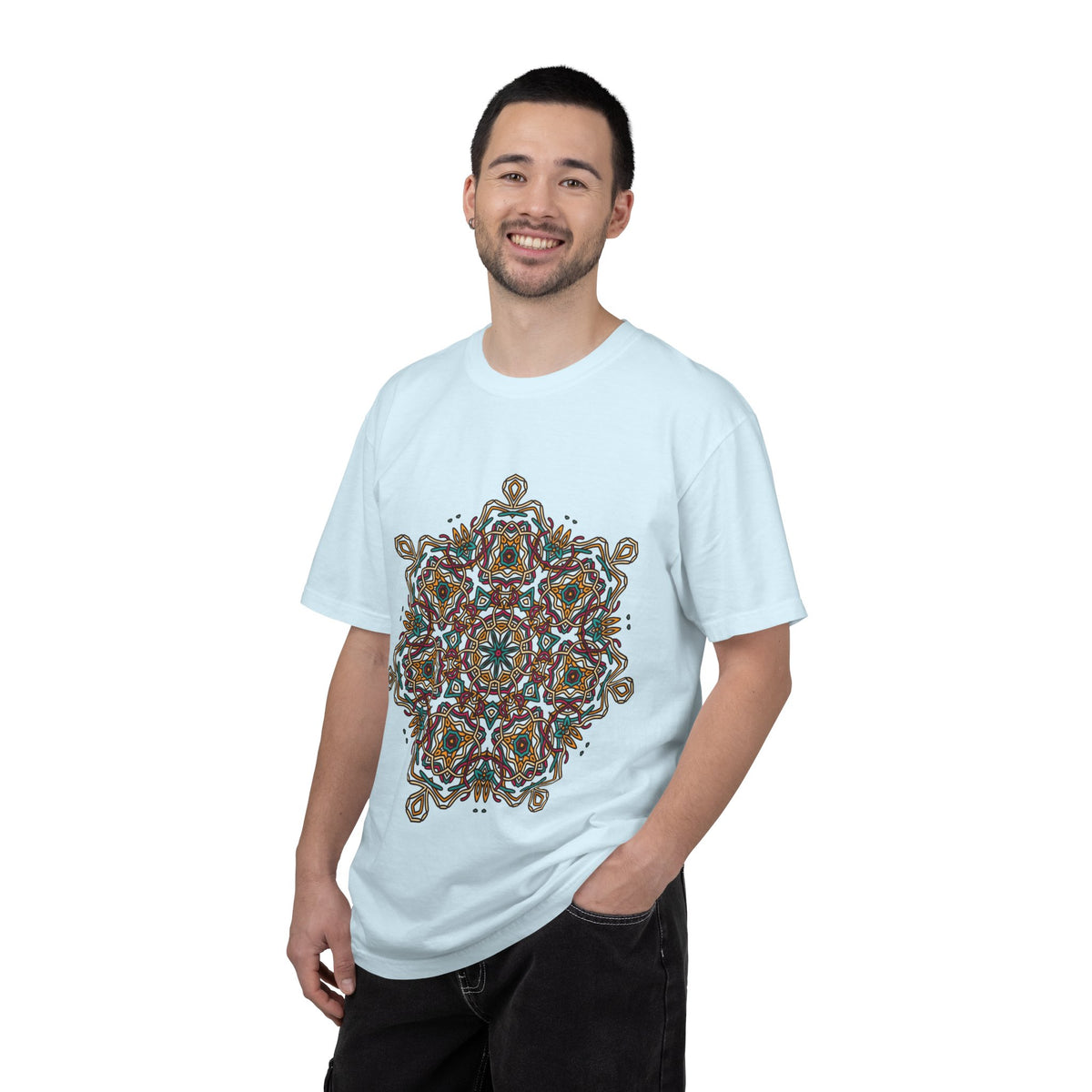 Unisex Garment Dyed Cotton T-Shirt with Mandala Graphic Design