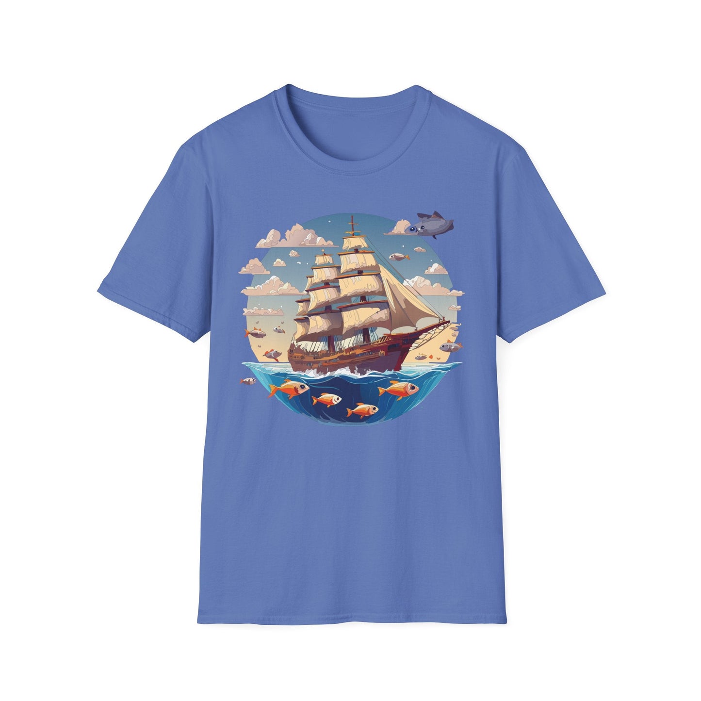 Nautical Ship Frigate Vessel T Shirt Unisex Premium Softstyle Cotton Tee Gildan 64000