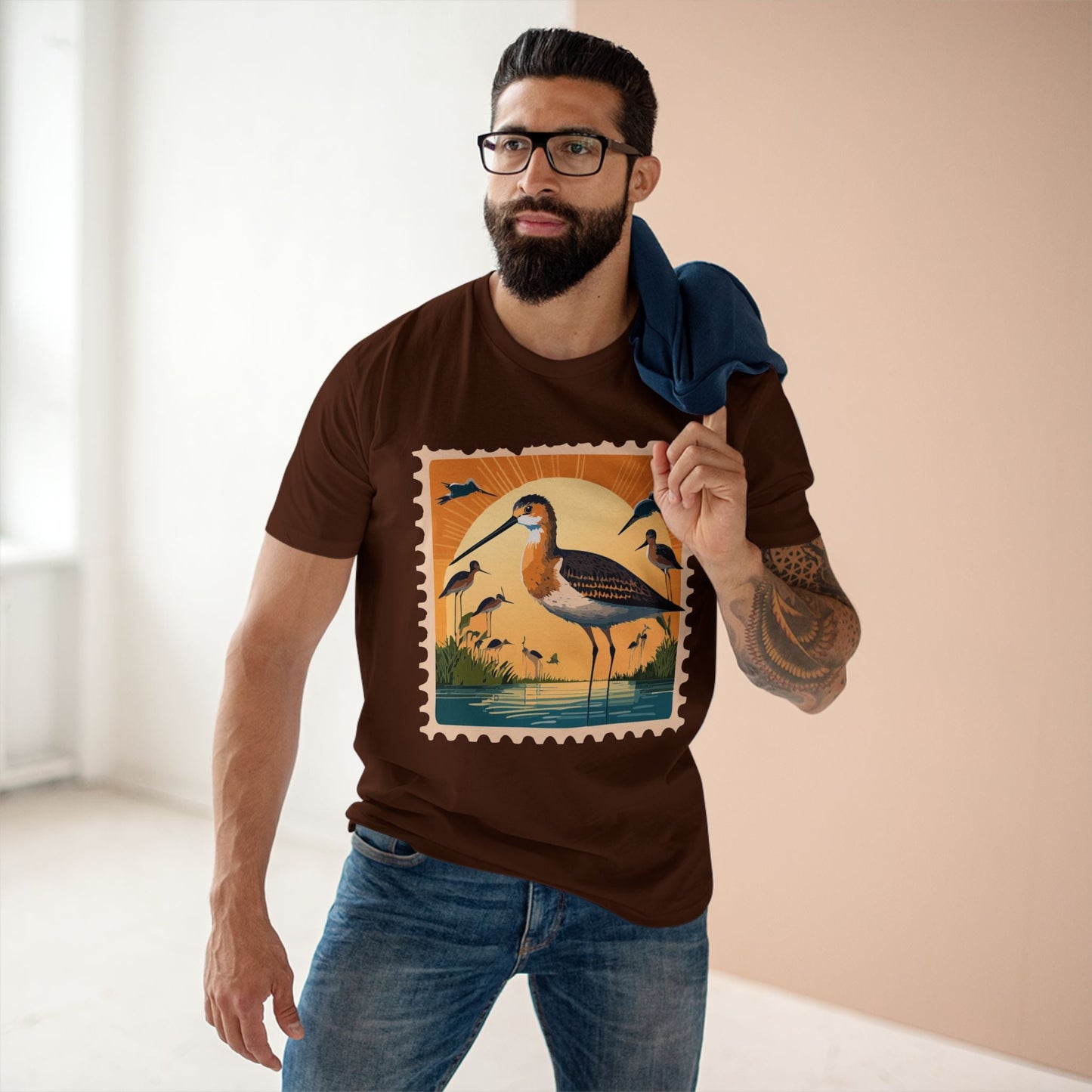 Postage Stamp Shirt Unisex Premium Cotton Tee With Original Art Design Retro2Nova PS 25