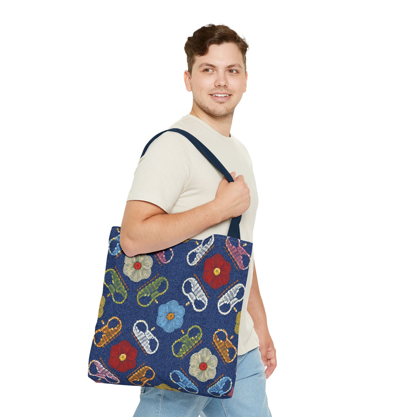 Denim Fabric Imitation Print Unisex Canvas Bag Poly Spun 3 Sizes Tote Bag 154
