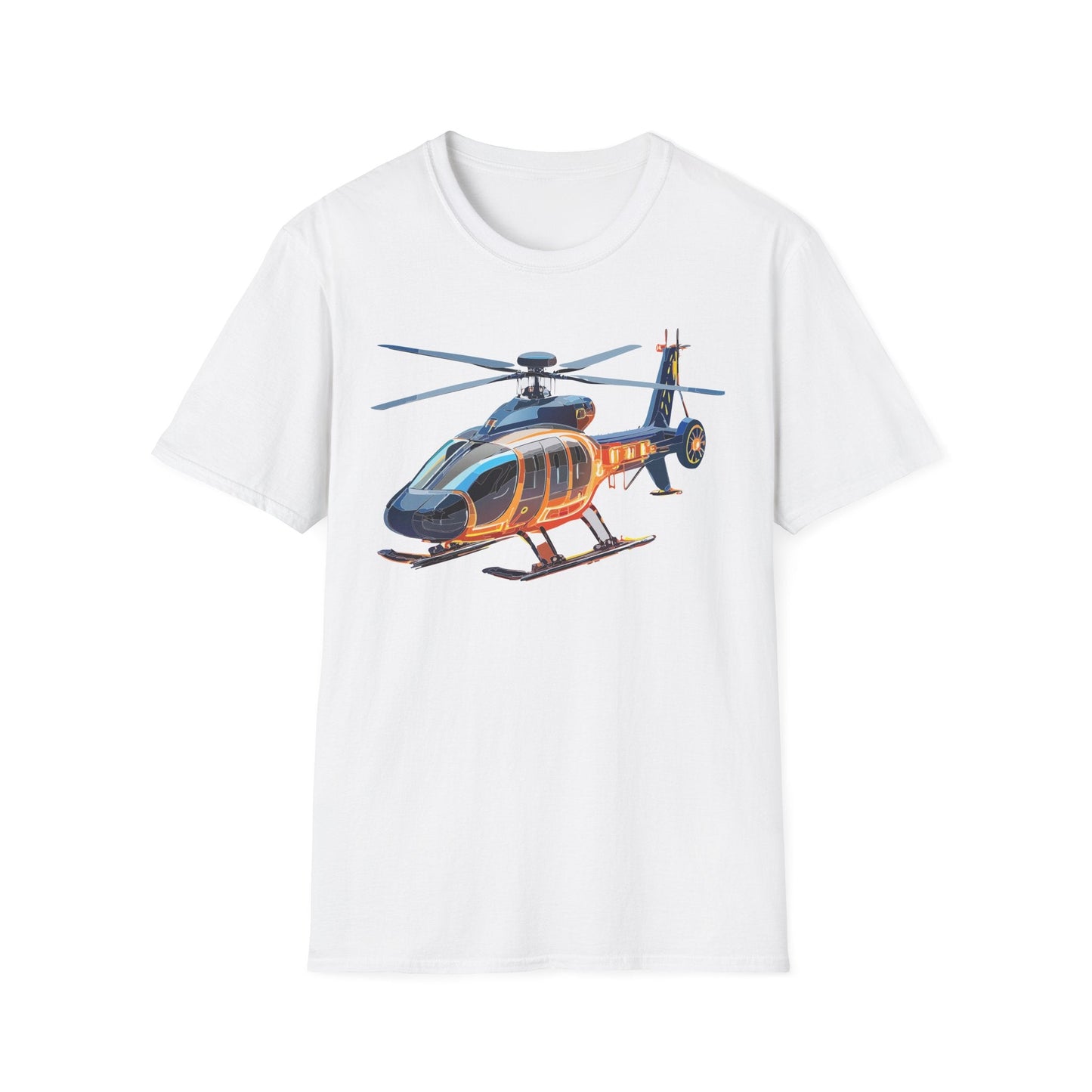 Unisex Helicopter Graphic T Shirt Softstyle 64000 Short Sleeve Chopper Tee For Everyday Comfort