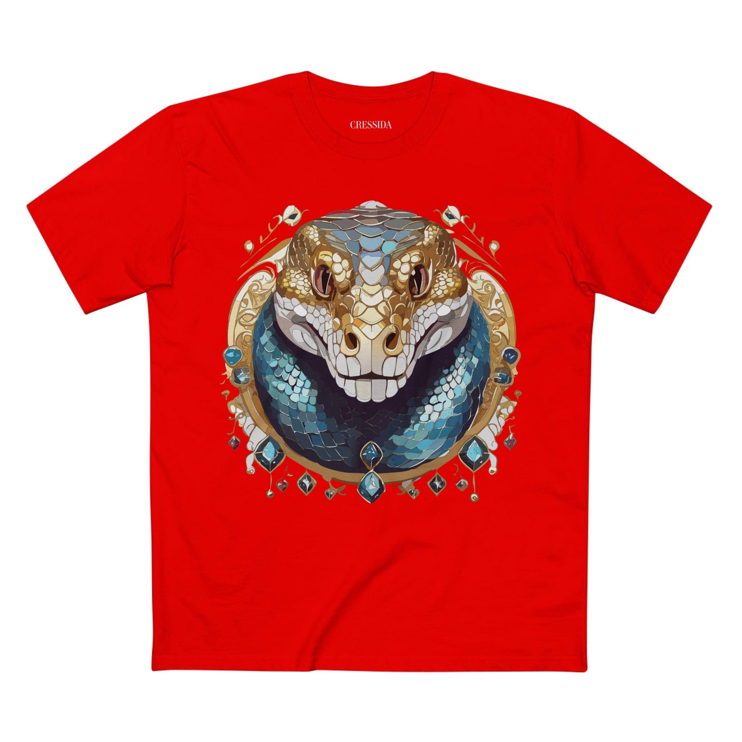 Snake Graphic Unisex 100 Cotton Tee With Unique Animal Golden Medallion Art Design 43