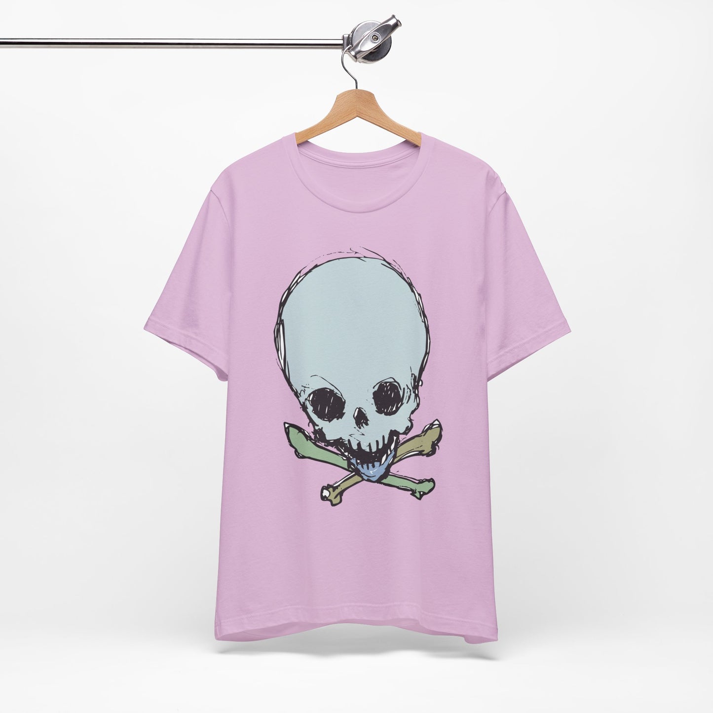 Lt Blue Skull Graphic Design Tee, Skull Shirt, Vintage Tees, Art Design T-Shirt, Vintage Graphic Tee, Art Shirts with Skulls
