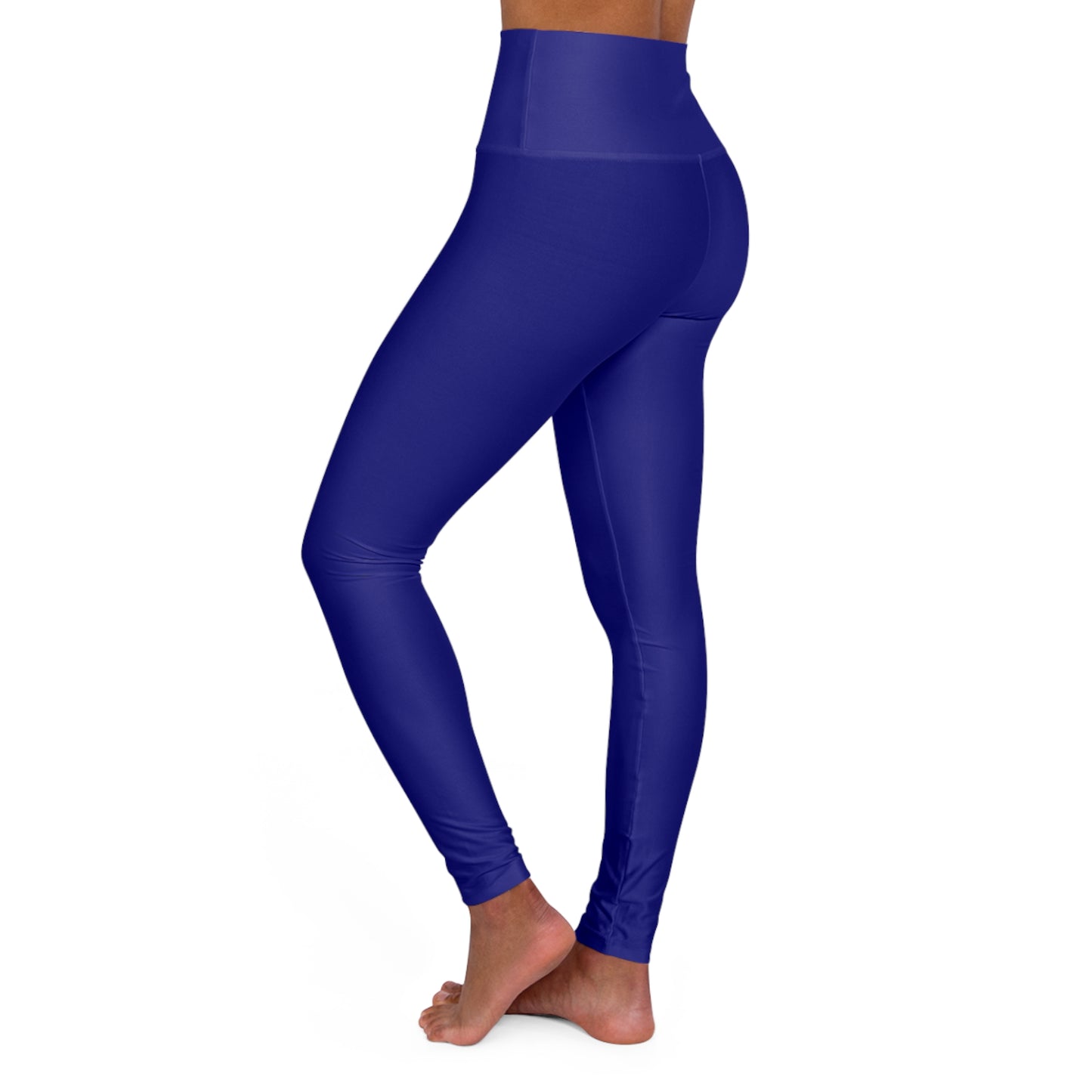 High-Waist Navy Blue Yoga Leggings Women's Seamless Poly-Span Solid Royal Blue Stretchy Pants