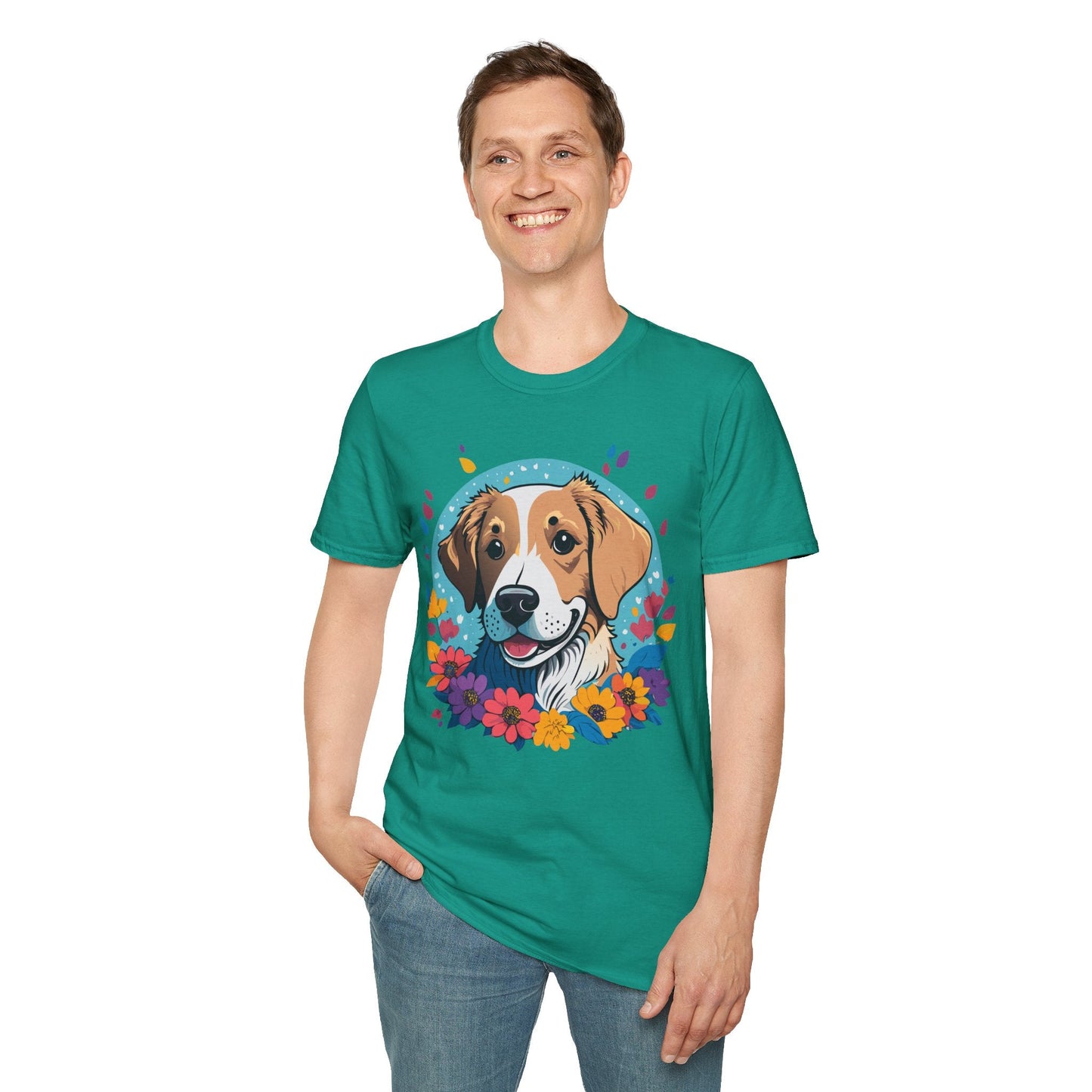 Unisex Dog Shirt Animal Print Tee Gildan Softstyle 64000 Cotton