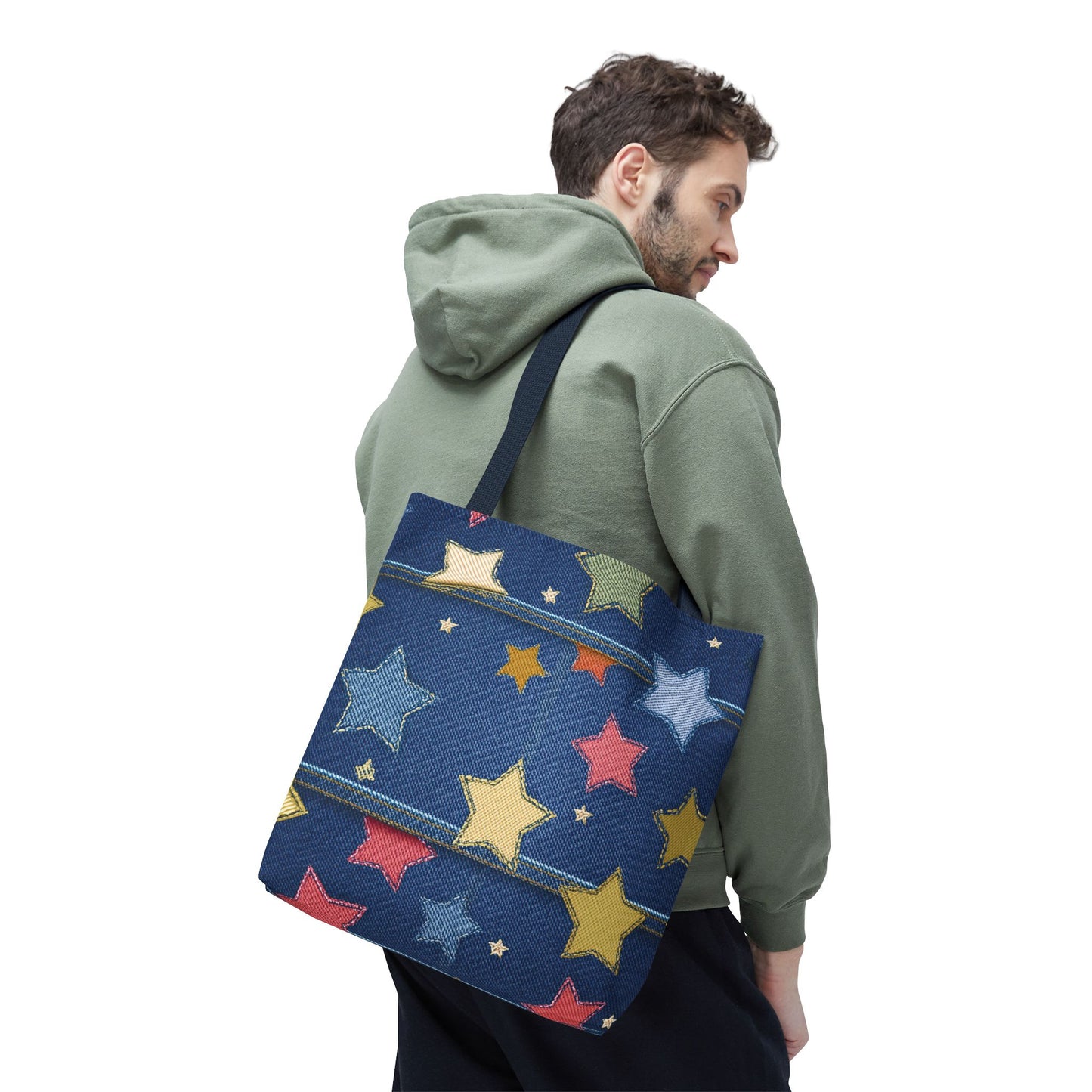 Denim Fabric Imitation Print Unisex Canvas Bag Poly Spun 3 Sizes Tote Bag 181-5