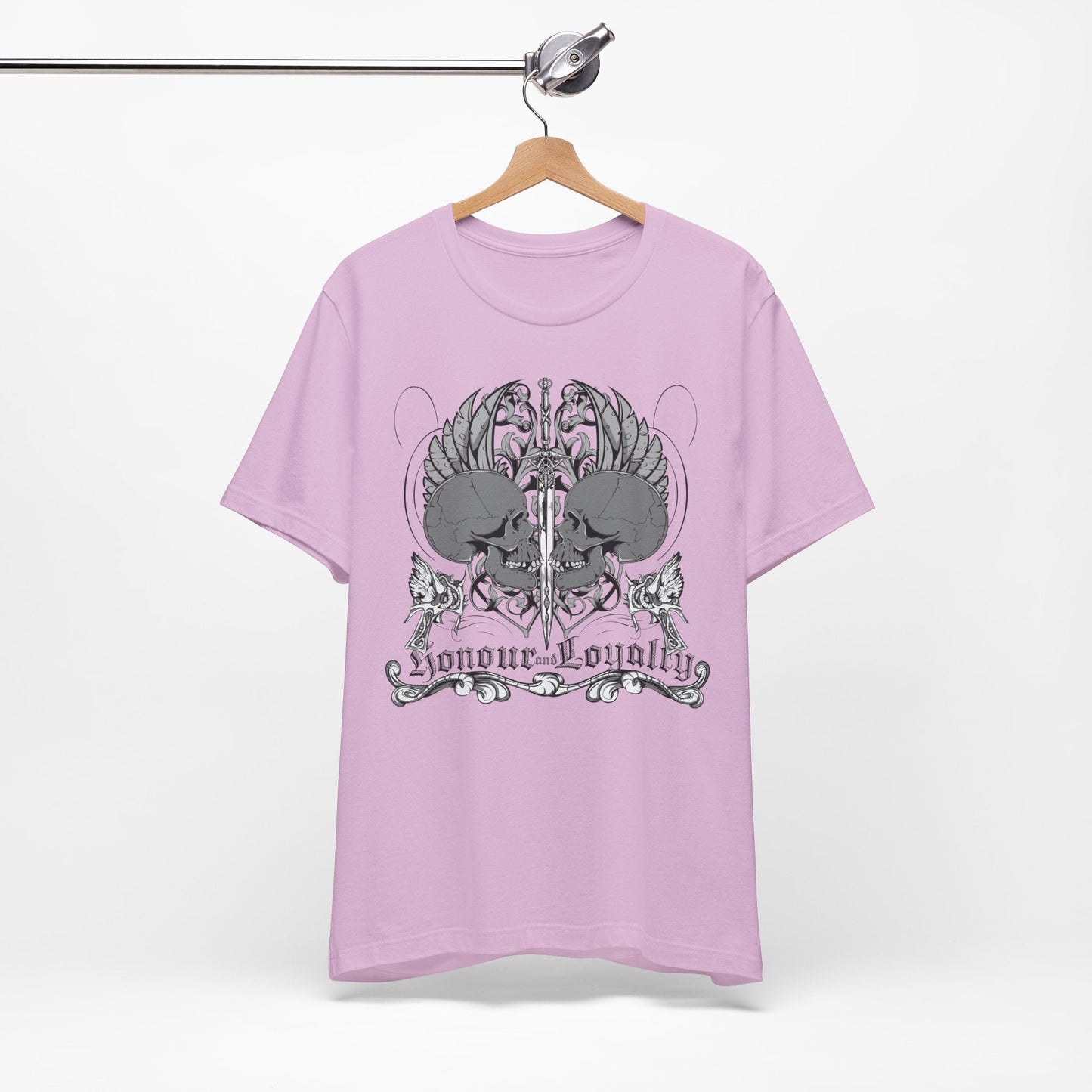 Honor Loyalty crest tee Gothic heraldry skulls wings emblem Art-48