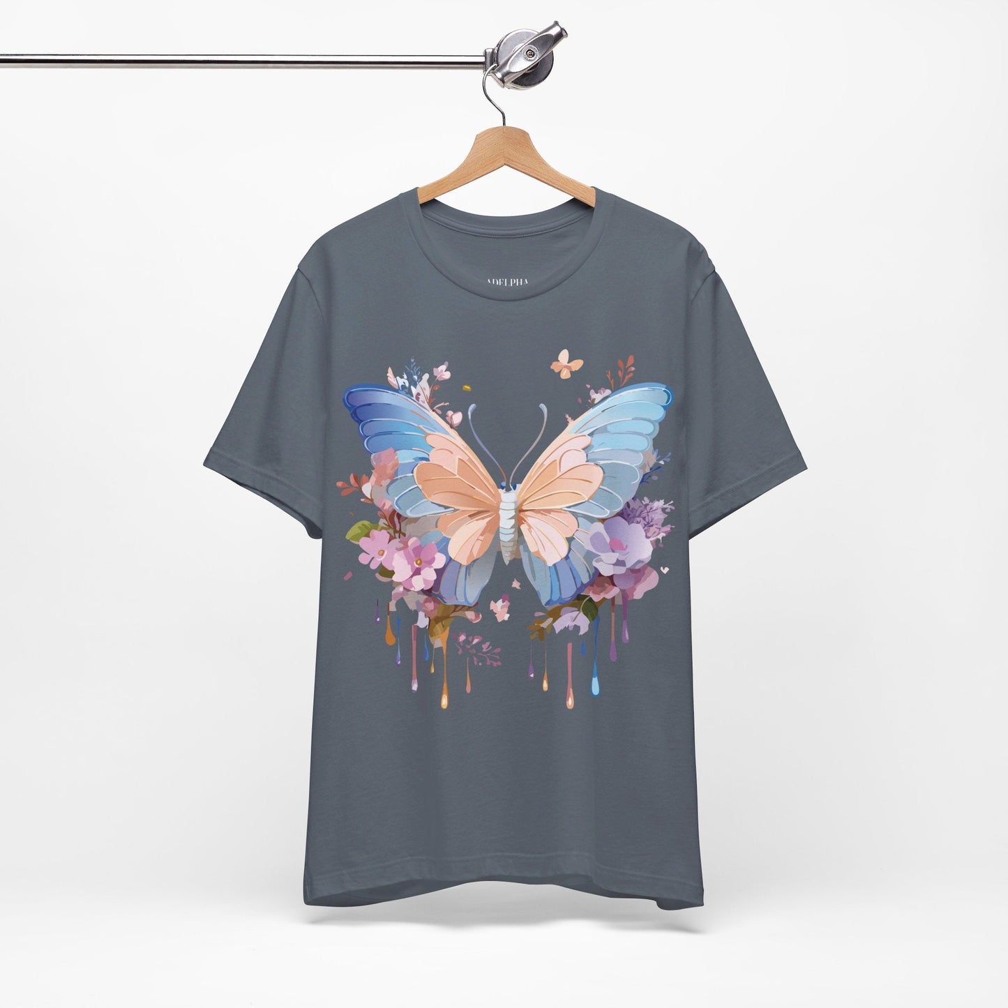 Butterfly Graphic Unisex 100 Cotton Lightweight Vintage Floral Design Jersey Tee 2