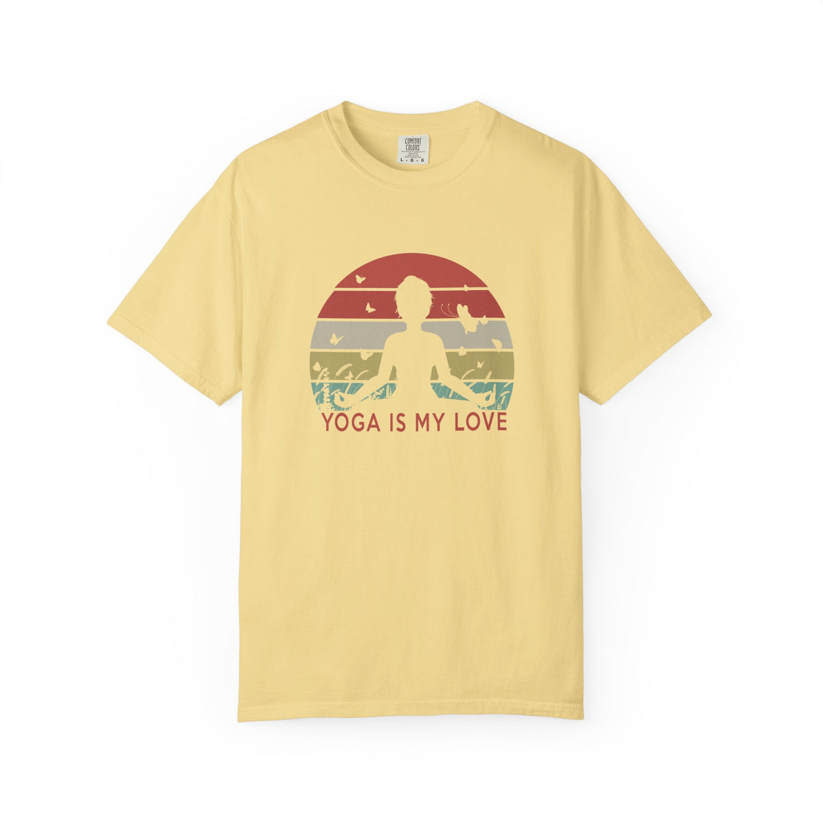 Yoga Is My Love Meditating Retro Sunset Unisex Comfort Colors Garment-Dyed Heavyweight 100 Cotton Art Design T-Shirt w190