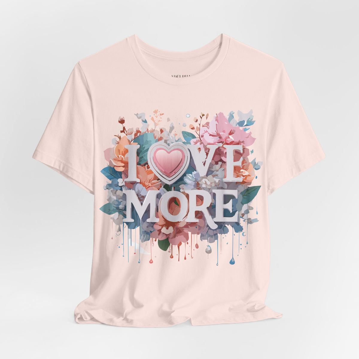 Valentine's Day Graphic Unisex Cotton Bella+Canvas Tee with Floral Art Design d139