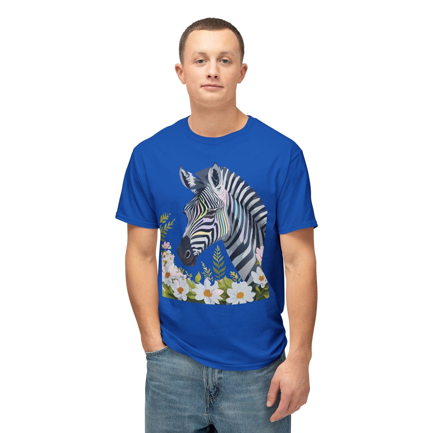 Unisex Zebra Art Design T Shirt With Floral Print HD Cotton Premium USA Made Jersey