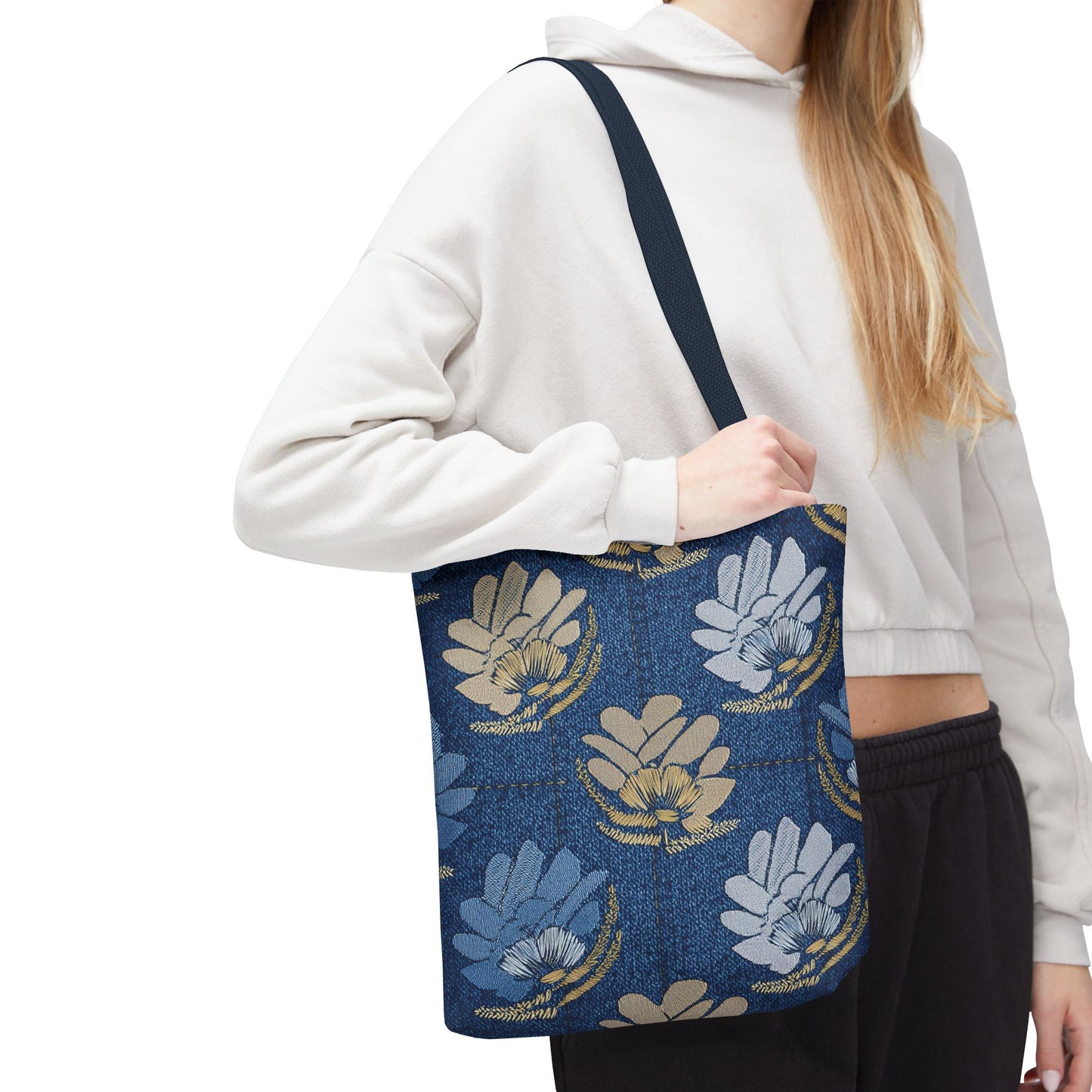 Denim Fabric Imitation Print Unisex Canvas Bag Poly Spun 3 Sizes Tote Bag 119