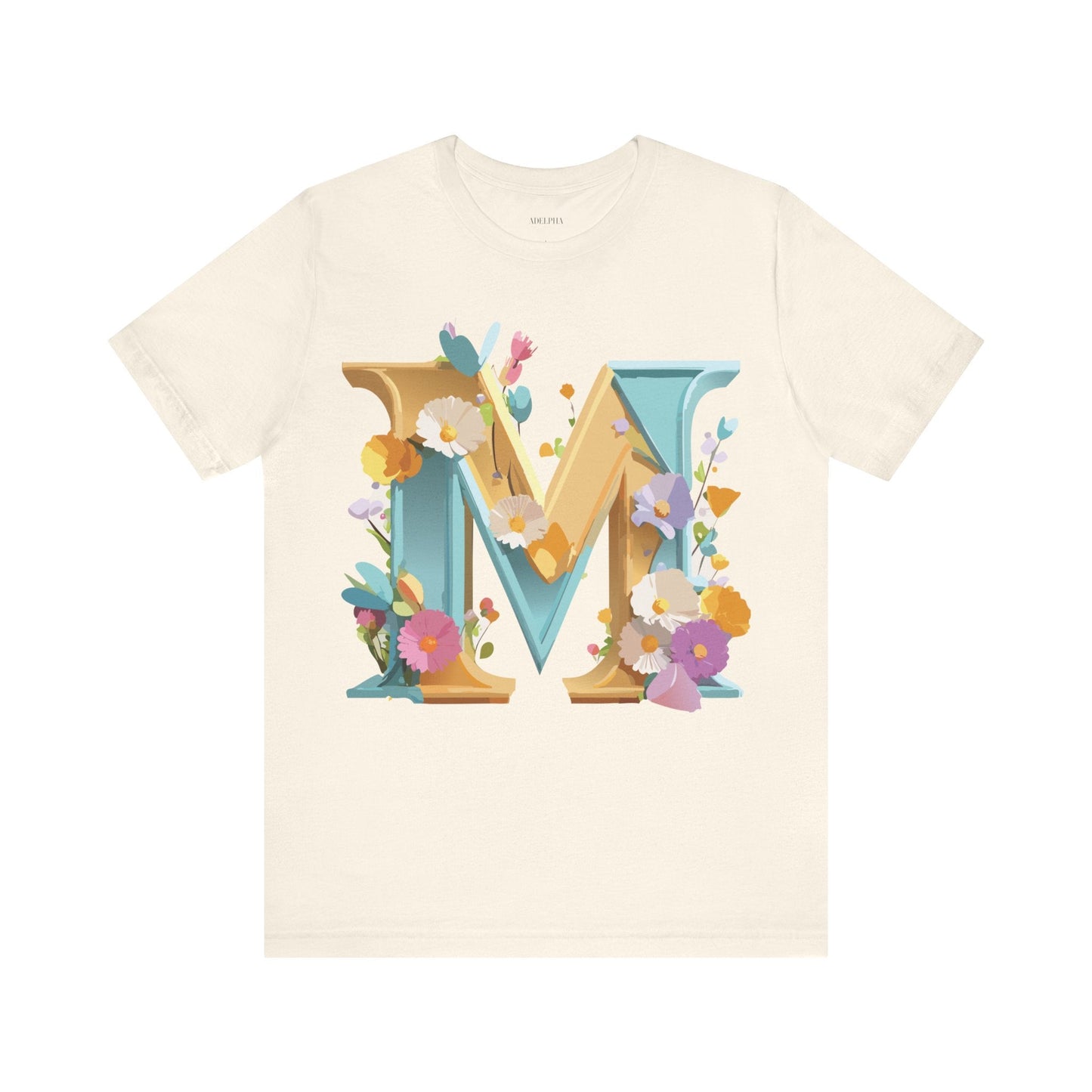Letter M Shirt Unisex Graphic Tee Vintage Inspired Artwork Adelpha Jersey Short Sleeve