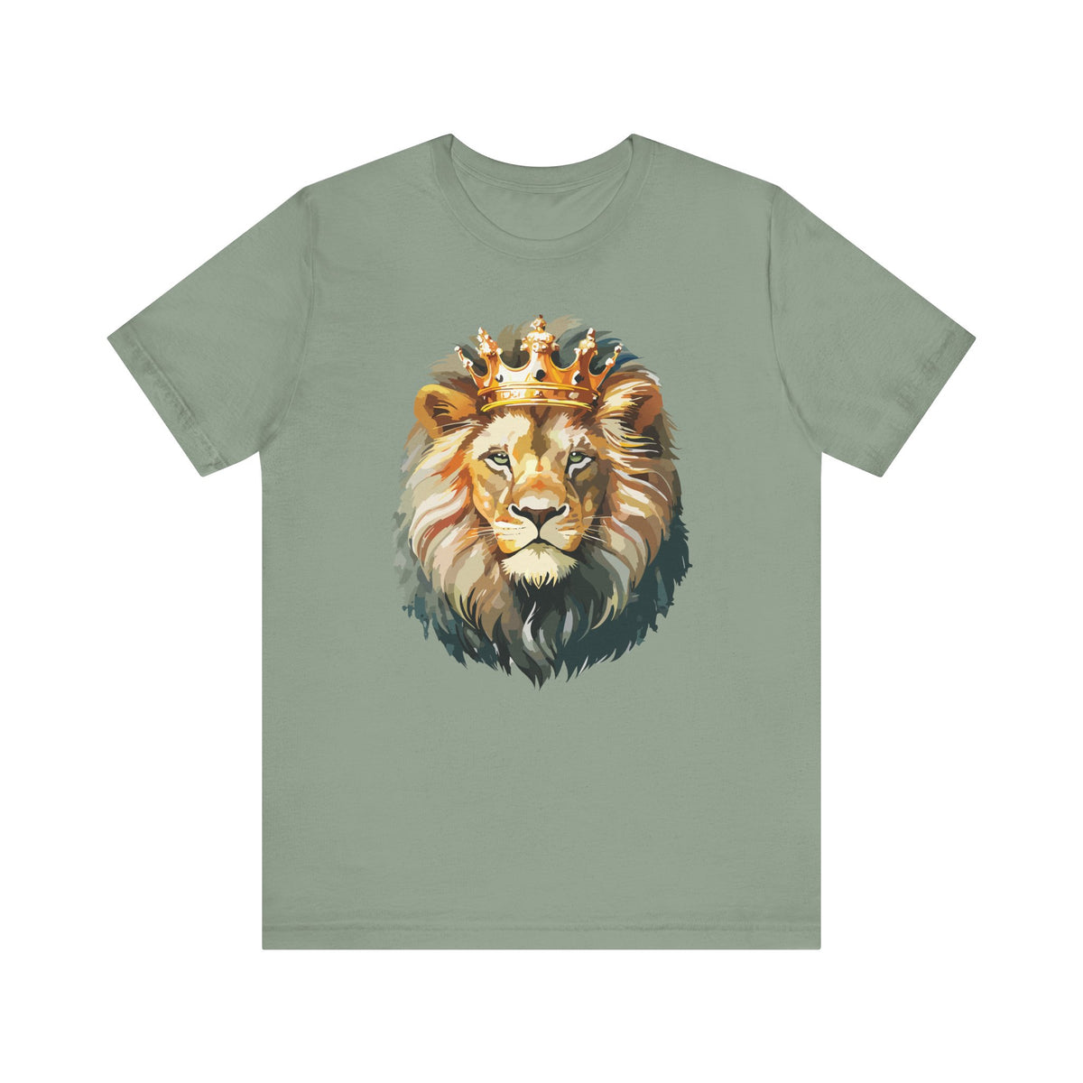 Lion with Crown Tee Unisex Cotton T-Shirt Regal King Lion Illustration, Wildlife Graphic Shirt - 1