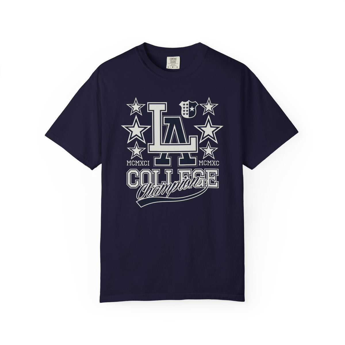 LA College Champions Logo Unisex Comfort Colors Garment-Dyed Heavyweight 100 Cotton Art Design T-Shirt w13