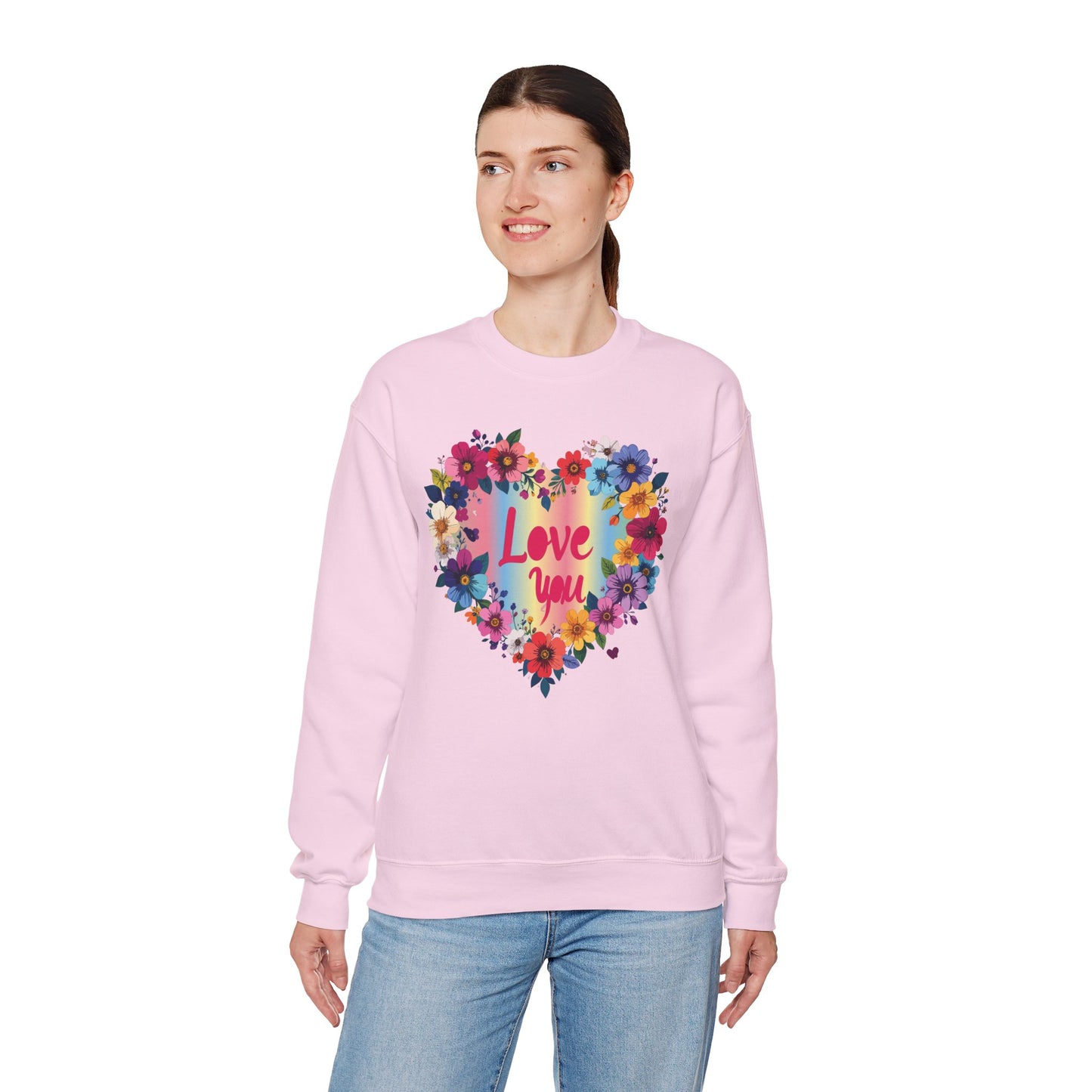 Floral Love You Heart Sweatshirt, Floral Heart Sweatshirt, Floral Love Sweatshirt, Valentine's Day Sweatshirt, Floral Sweatshirt 111