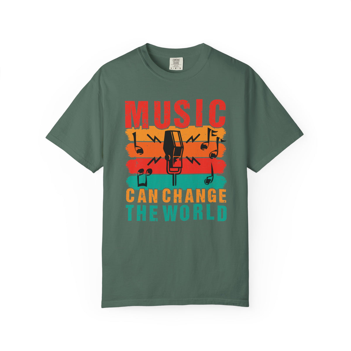 Music Can Change the World T-shirt Retro Microphone Music Notes Unisex Cotton Tee 089
