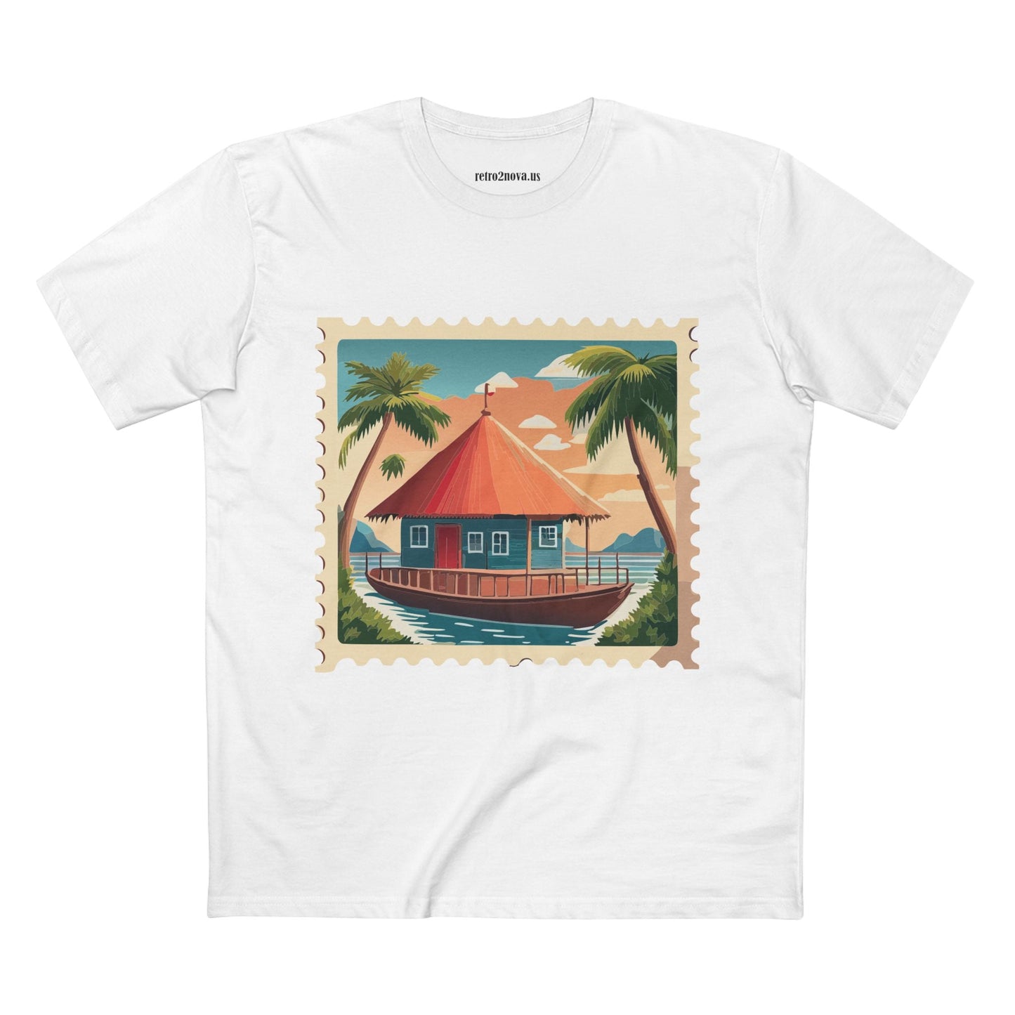 Unisex Postage Stamp Shirt Art Tee Premium Cotton By Retro2Nova Studio Collection