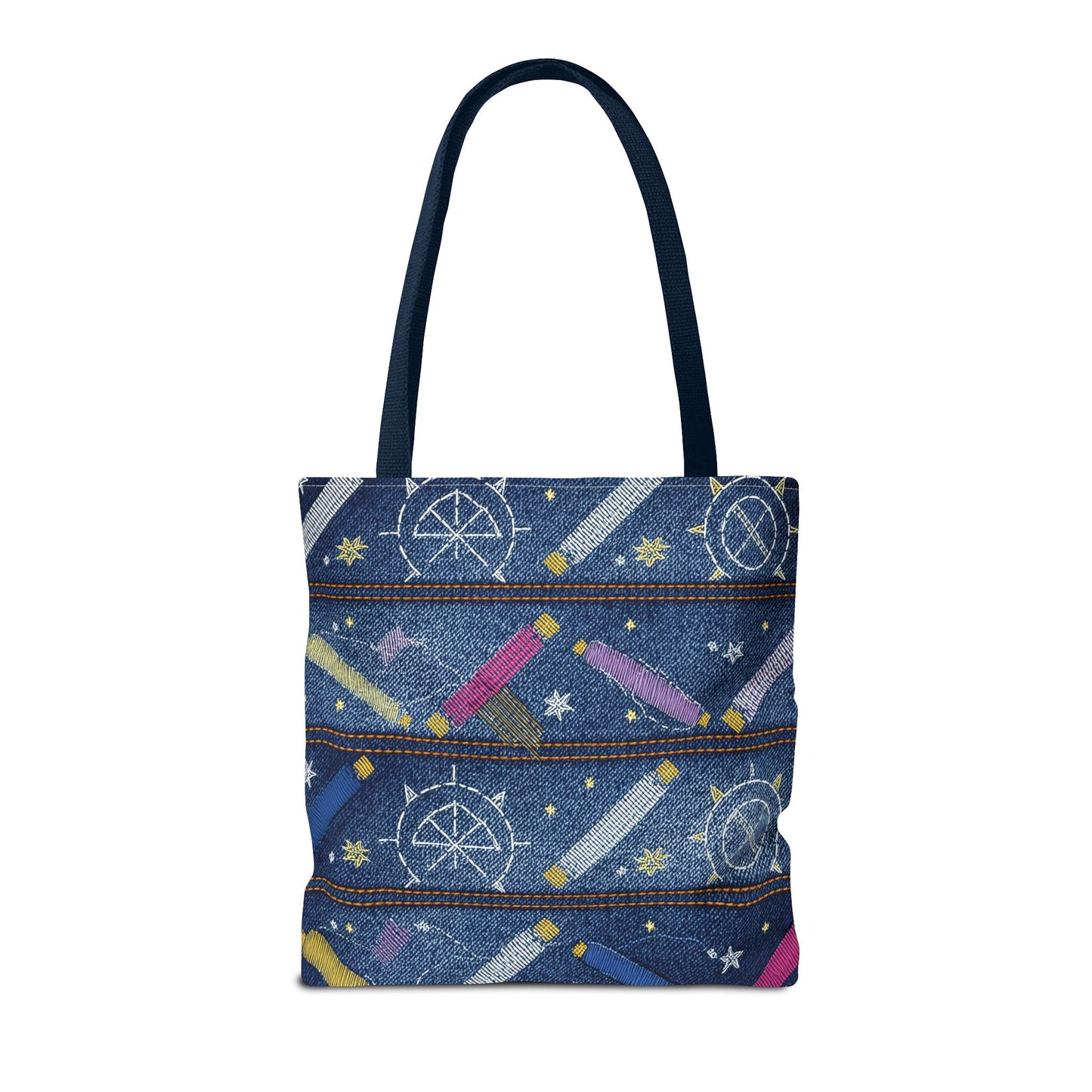 Denim Fabric Imitation Print Unisex Canvas Bag Poly Spun 3 Sizes Tote Bag 183-9