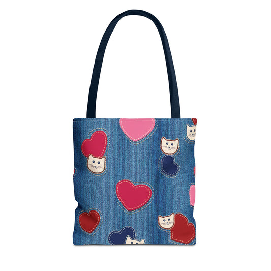 Love Day Graphic Design Denim Fabric Imitation Print Unisex Canvas Bag POLY 3 Sizes Tote Bag 201-17