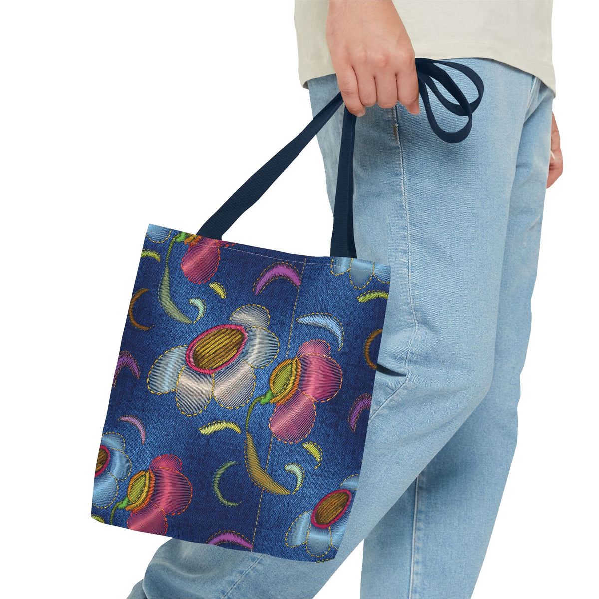 Denim Fabric Imitation Print Unisex Canvas Bag Poly Spun 3 Sizes Tote Bag 165