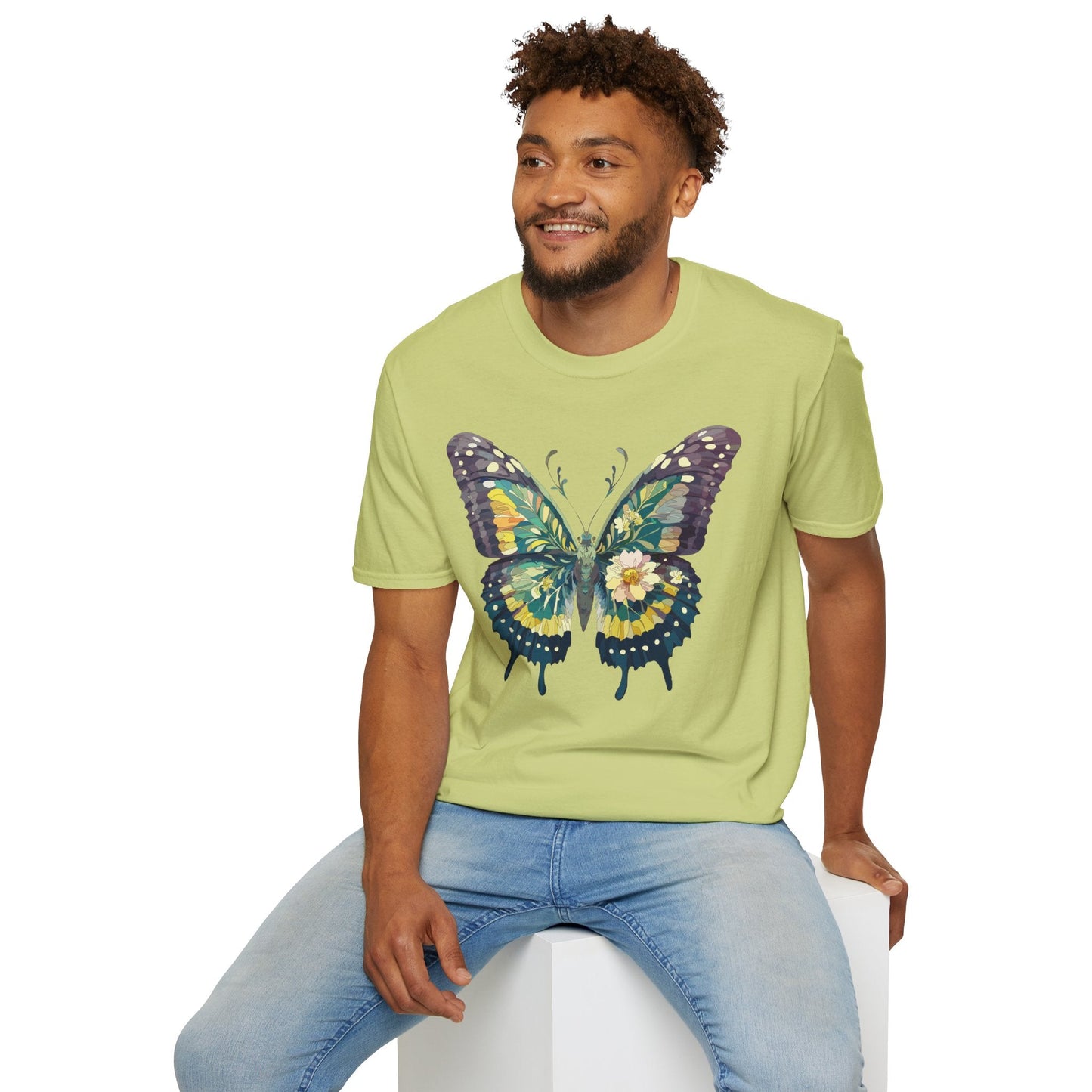 Butterfly Shirt Unisex Monarch Print T Shirt Gildan Softstyle 64000 Lightweight Tee