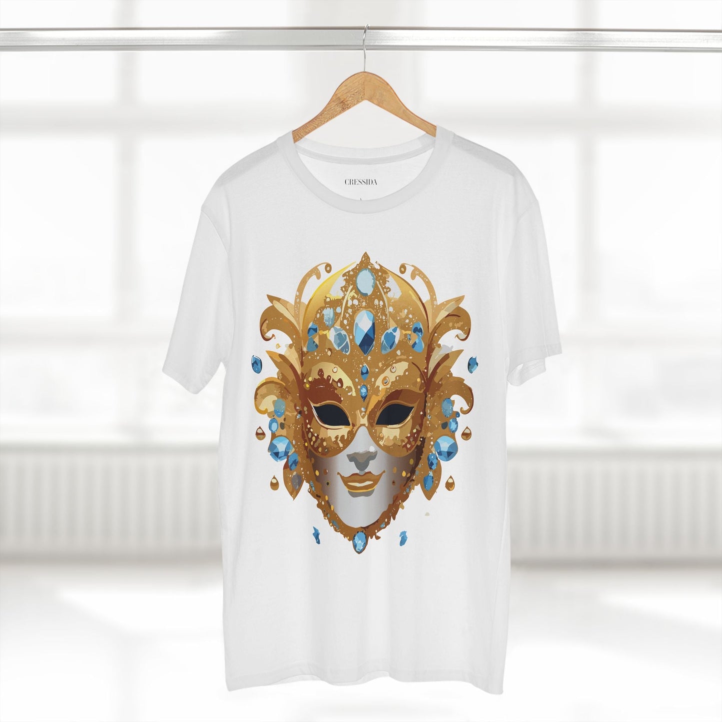 Carnival Mask Graphic T-Shirt Unisex 100 Cotton With Antique Gold Art Design Tee 21