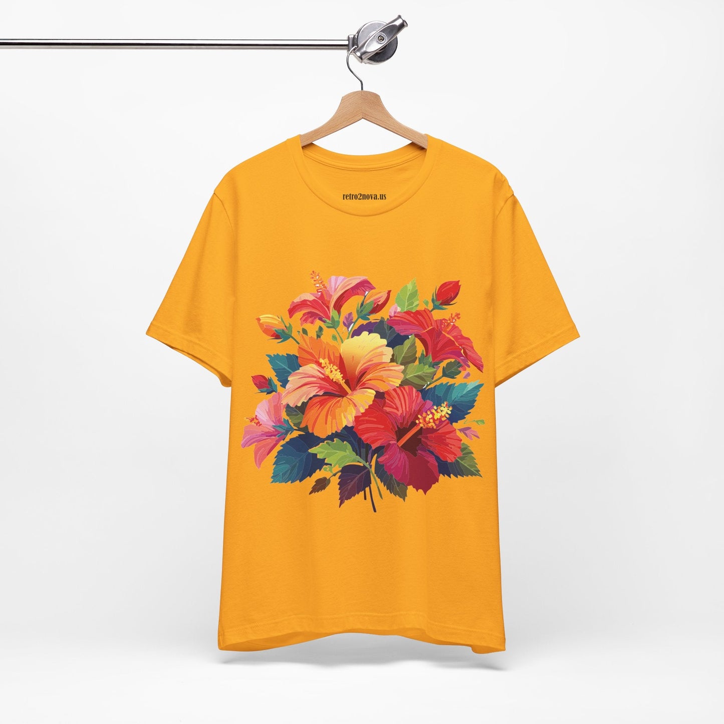 Retro2Nova Floral Shirt Unisex Jersey Short Sleeve Tee From Flowers Collection Bold Vibrant Design