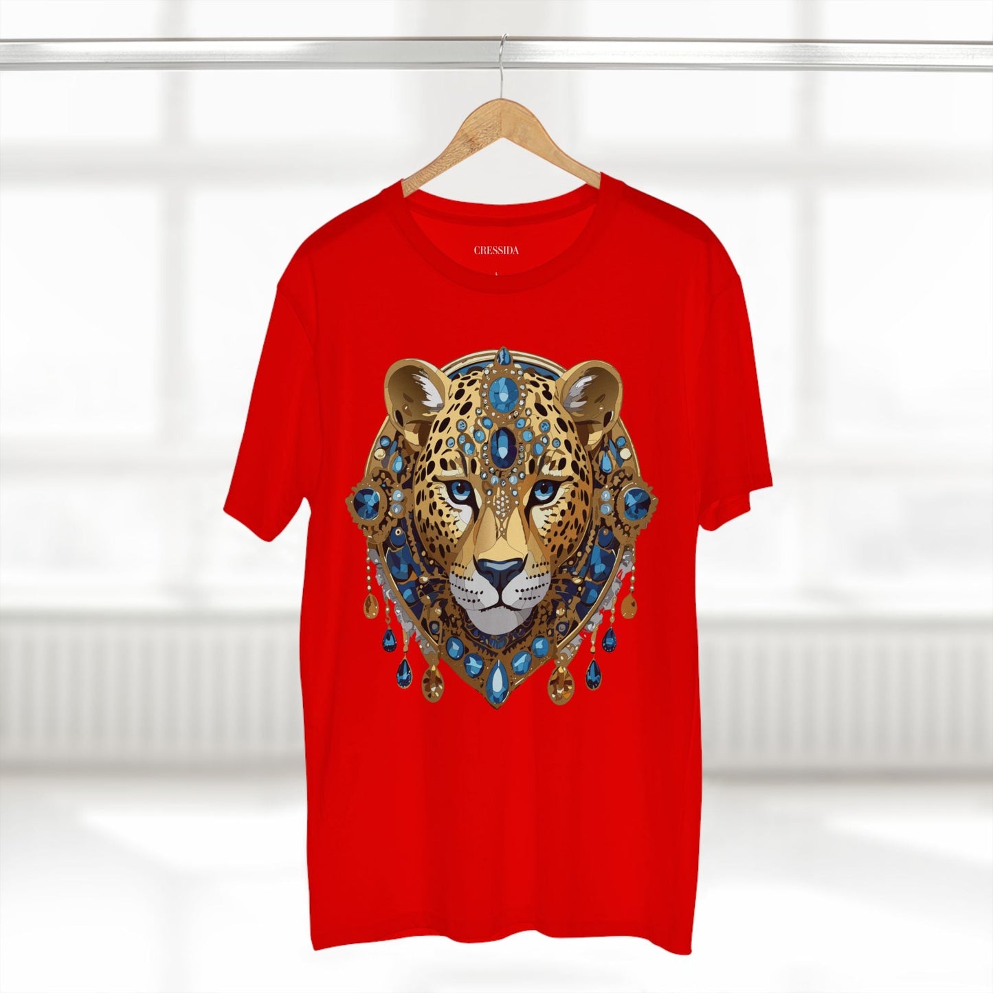 Cheetah Graphic Unisex 100 Cotton Tee With Unique Animal Golden Medallion Art Design 47