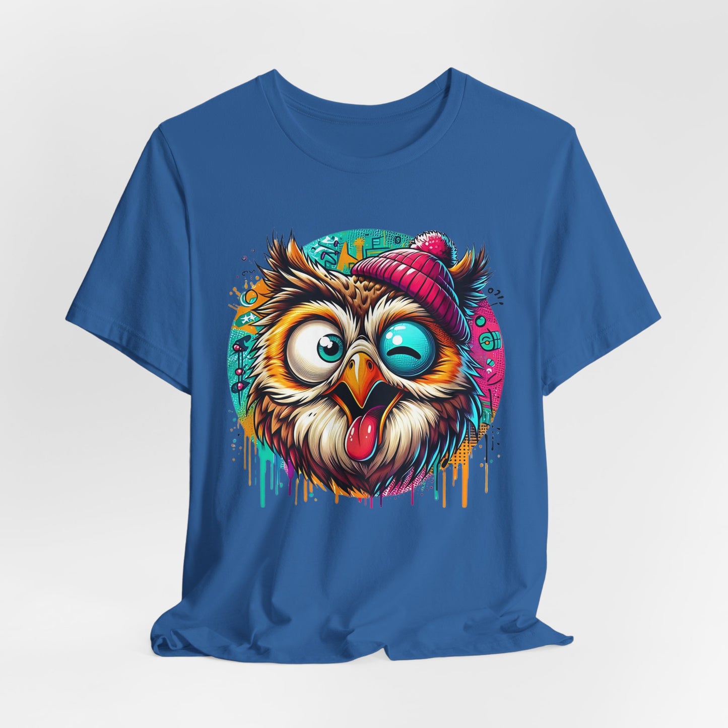 Colorful Owl Graphic Tee, Fun Owl Shirt, Funny Bird Shirt, Cute Cartoon Tees, Animal T-Shirt, Animal Tees, Art Design T-Shirt
