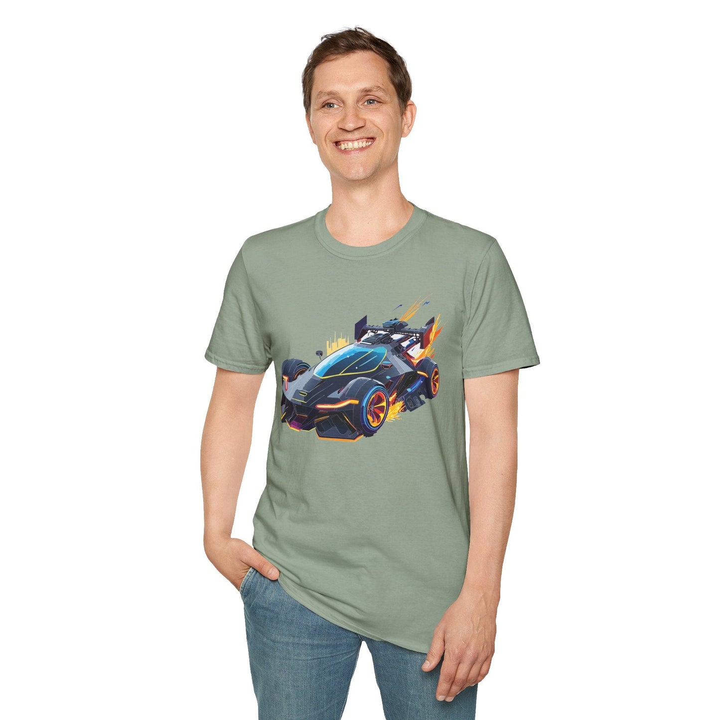 Unisex Car T Shirt With Cars Design Hot Wheels Graphic Tee Gildan Softstyle 64000