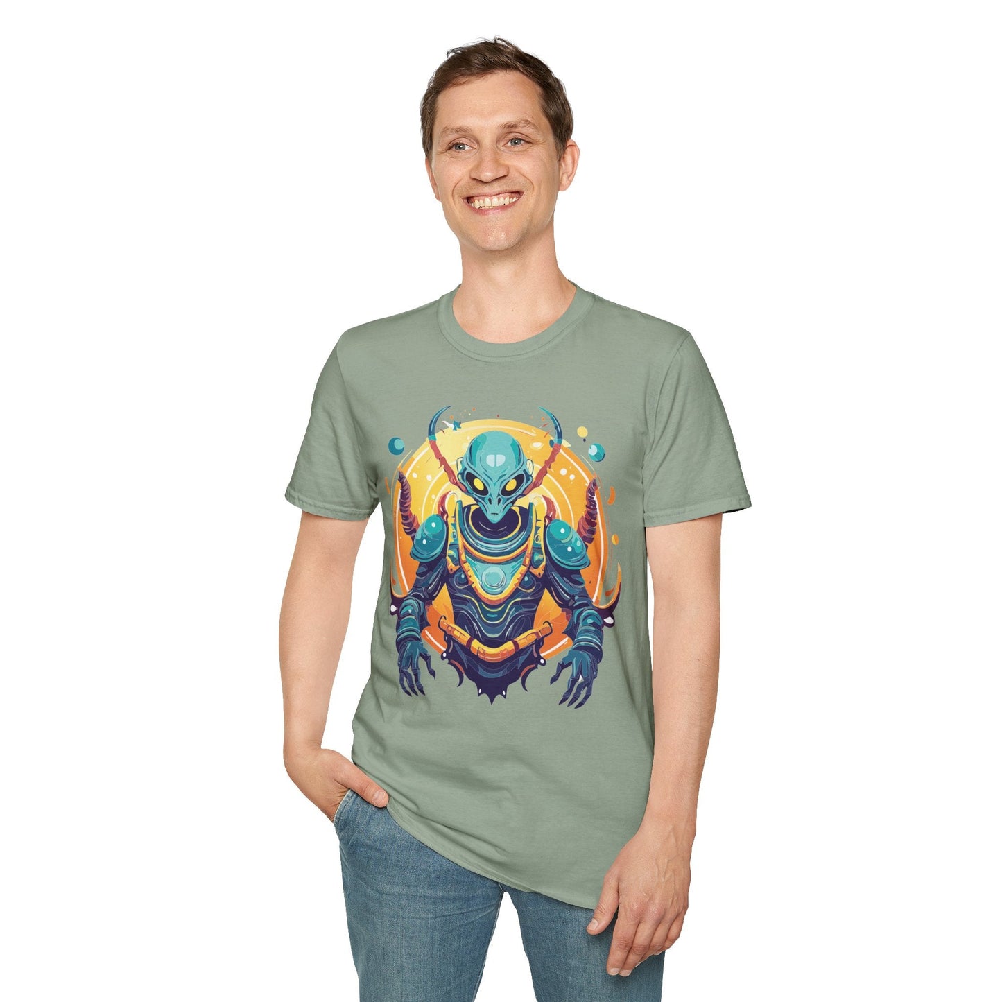 Alien Graphic Unisex Cotton Softstyle UFO Artwork Tee 16
