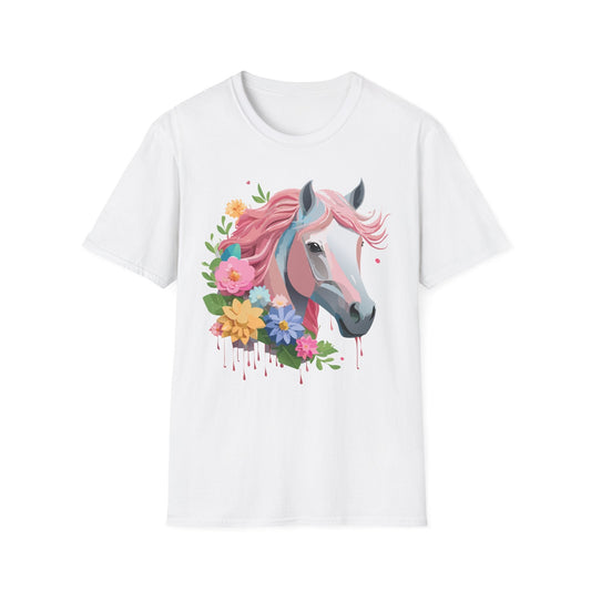 Unisex Horse Shirt Softstyle Cotton Tee With Animal Print Design