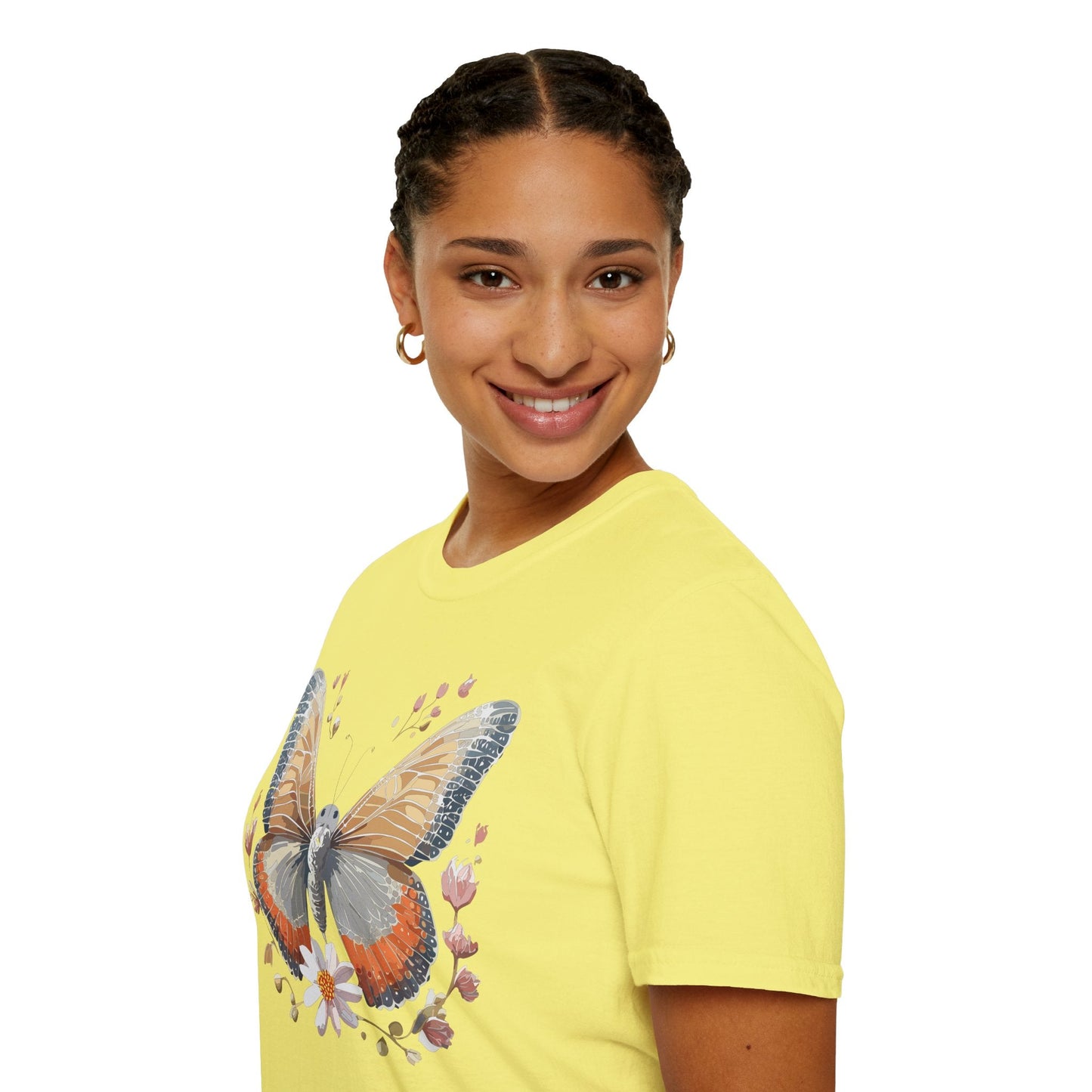 Unisex Butterfly T Shirt Softstyle Gildan 64000 Comfortable Durable Tee For Everyday Wear
