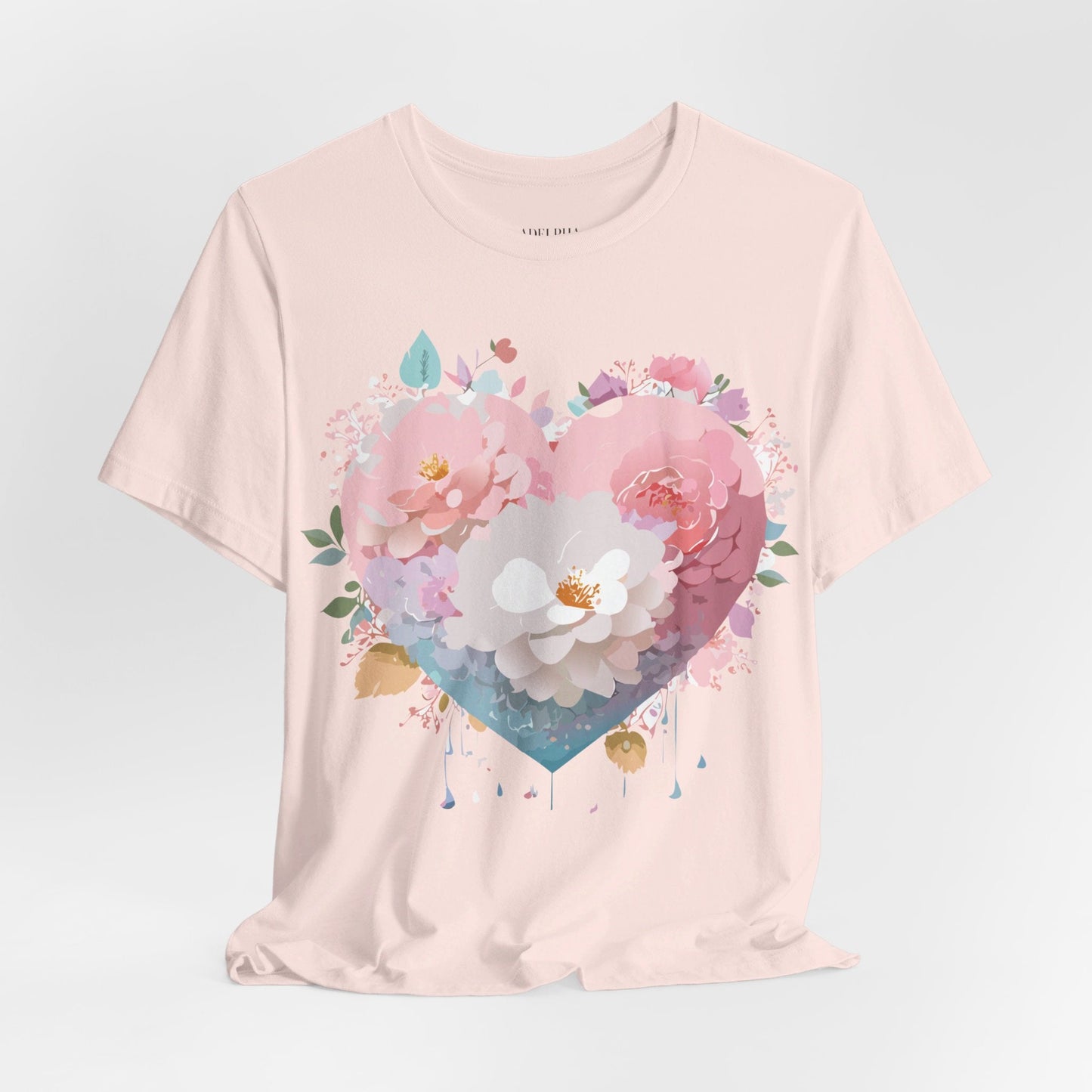Valentine Day Graphic Unisex 100 Cotton Vintage Artwork with Love and Flower Design Tee 35