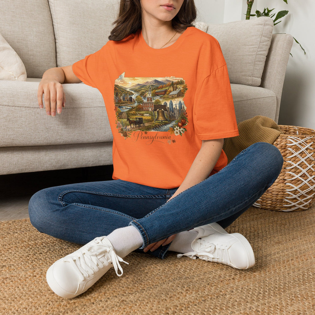 Pennsylvania State Travel Tourist Graphic Design Unisex 100 Cotton Gildan T-Shirt