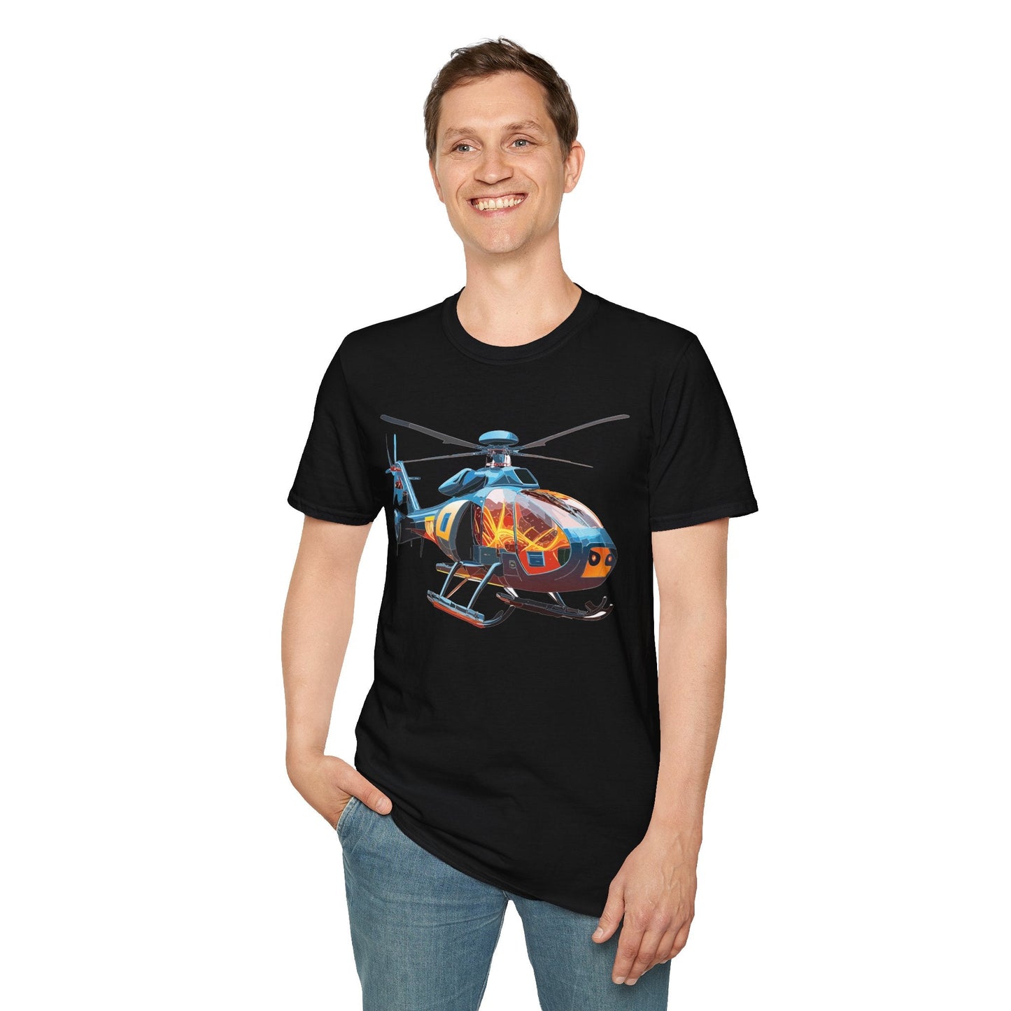 Helicopter Chopper Shirt Unisex Gildan Softstyle 64000 Short Sleeve Tee For Everyday Wear
